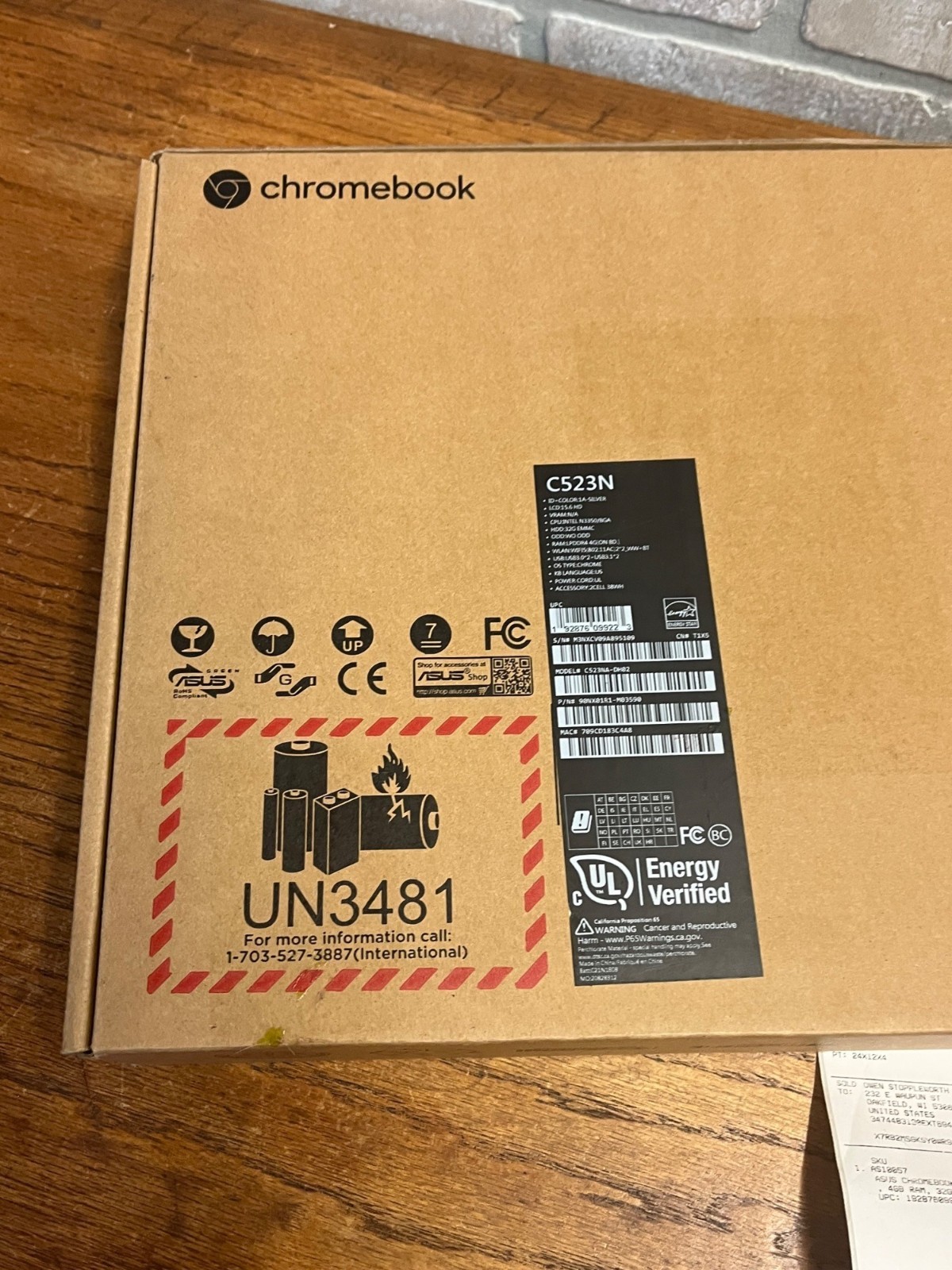 ASUS Chromebook C523NA-DH02 15.6″ Laptop Intel Celeron 4GB RAM New Sealed