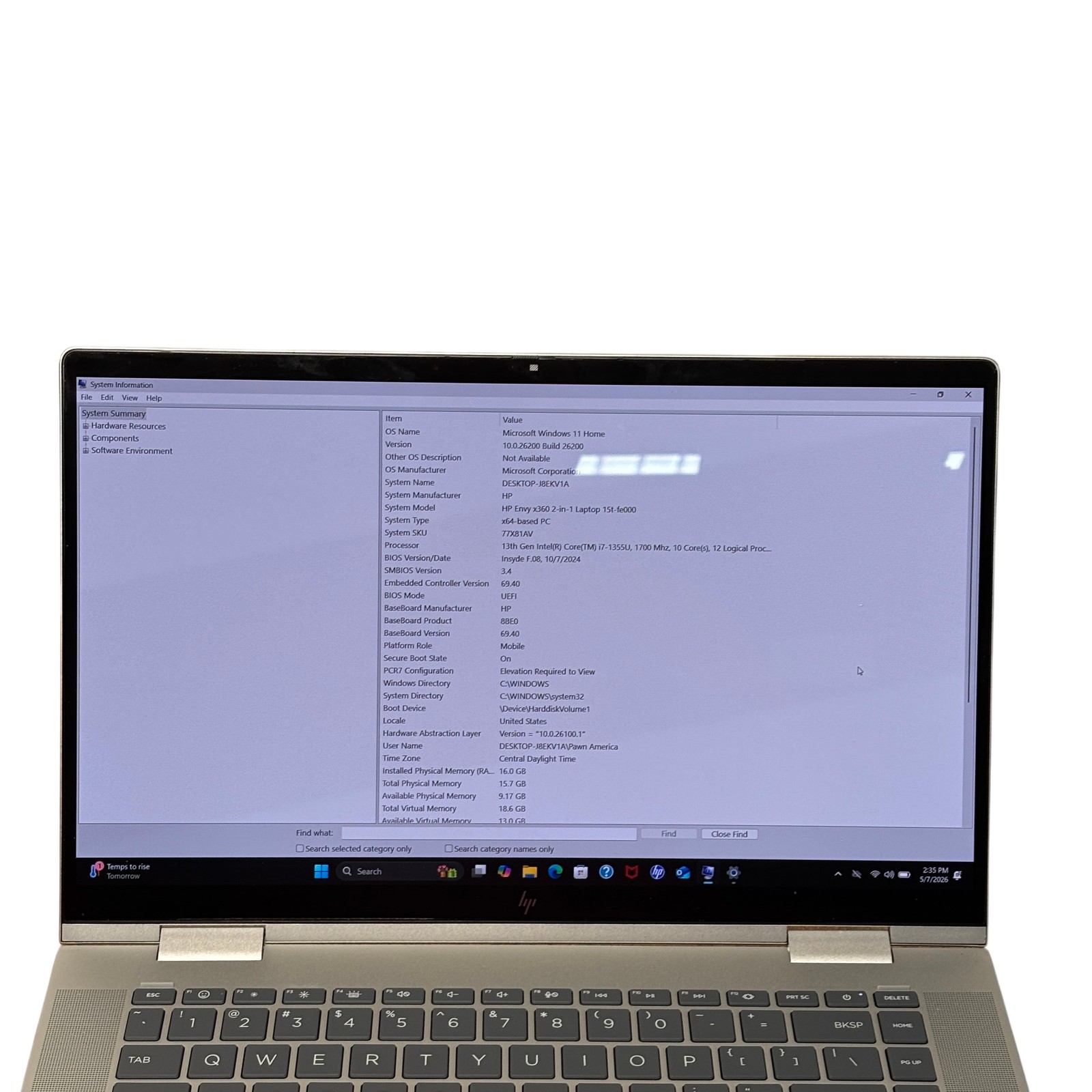 HP ENVY x360 15t-fe000 13 Gen Intel Core i7-1355U 1.7GHz 16GB RAM 1TB SSD 15.6″