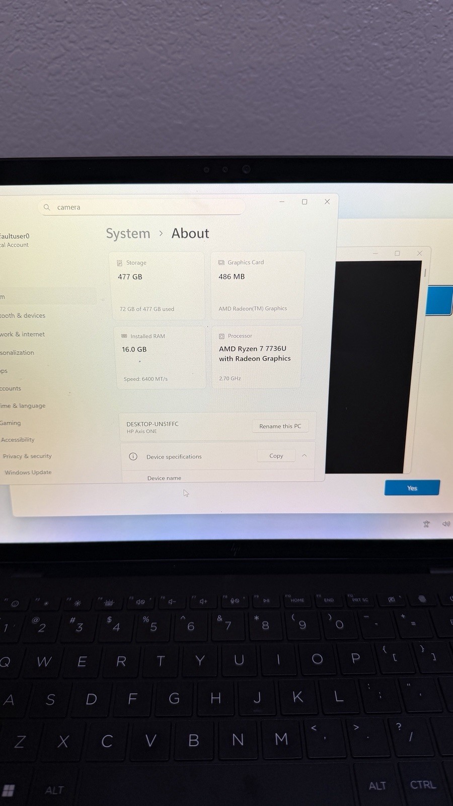 HP Axis One Ryzen 7 7736U 16GB Ram 500GB SSD (Read Description)