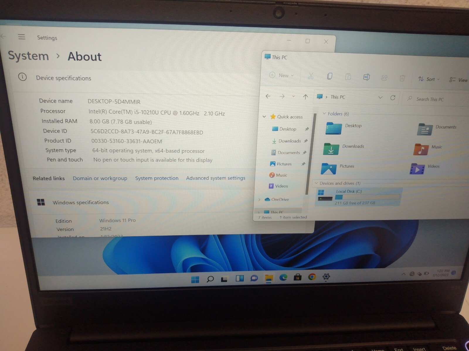 Lenovo ThinkPad E14 Laptop Intel Core i5-10210U 1.6GHz 8GB RAM 256GB SSD Win11 P