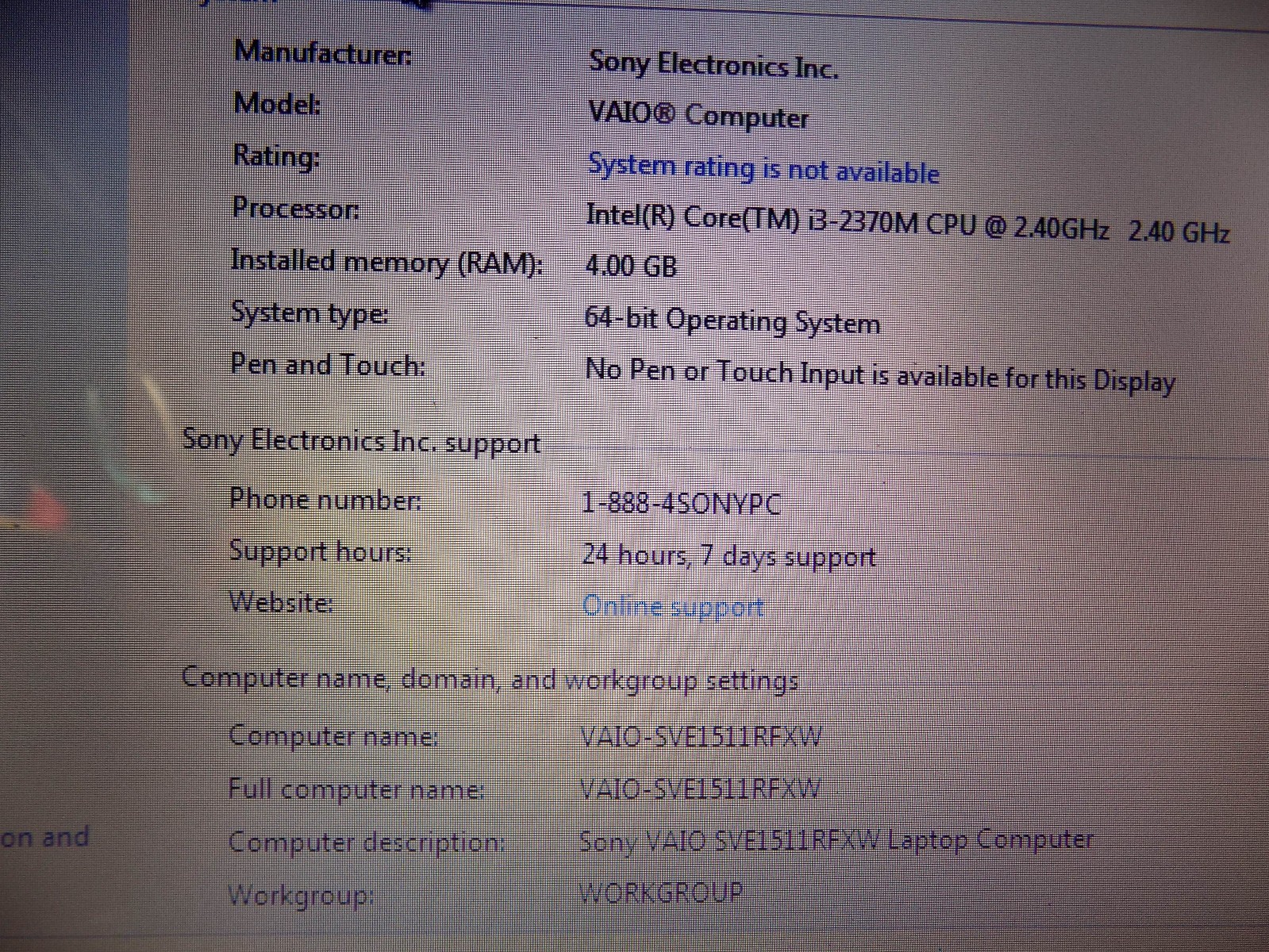 White Sony Vaio E Series Laptop PC SVE151D11L, Power Supply – Works