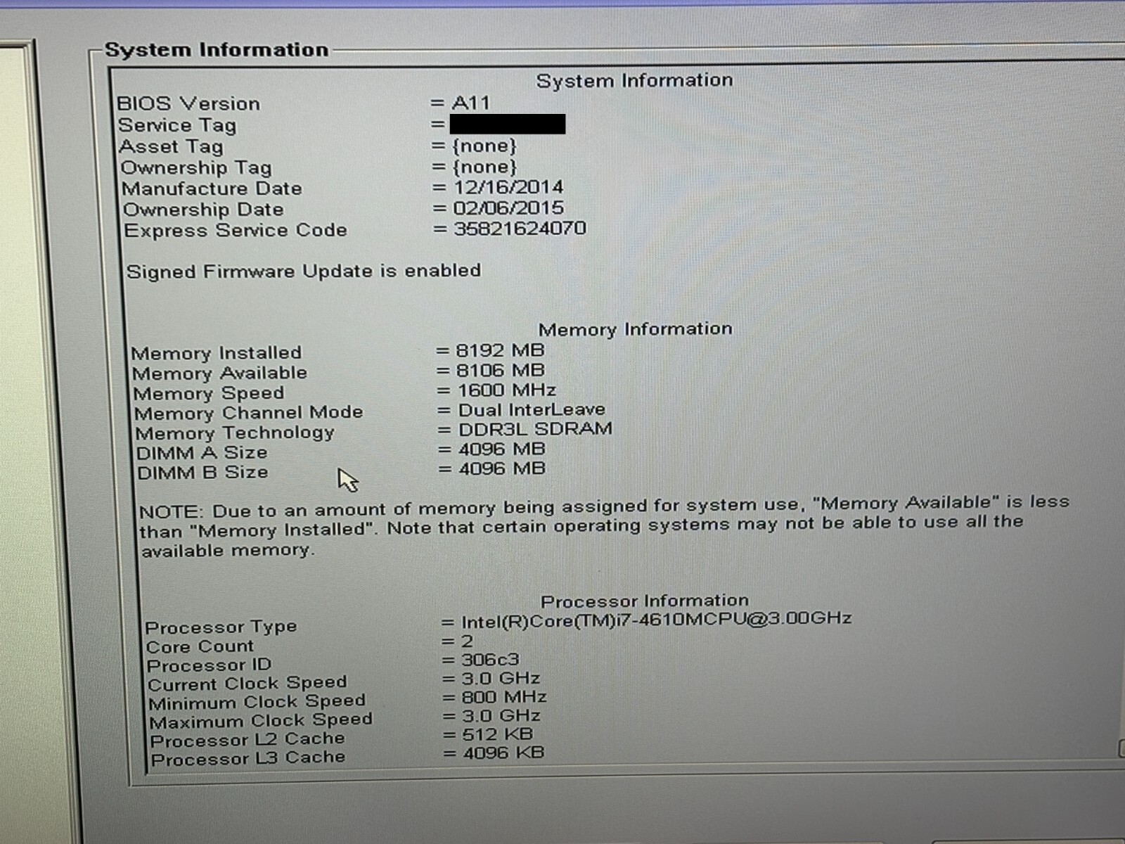 Dell Latitude E6540 15.6″ i7-4610M 8GB RAM No HDD No Caddy