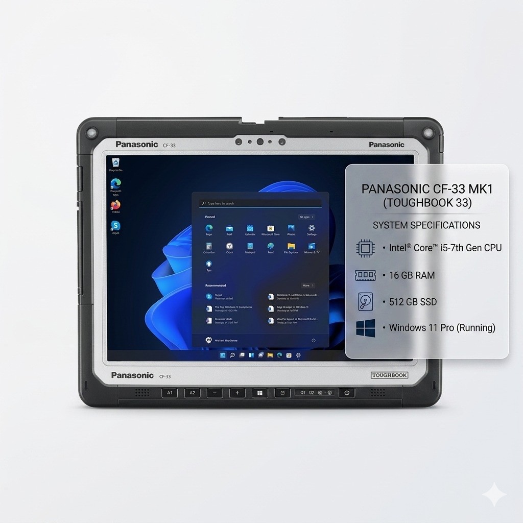 Panasonic Toughbook CF-33 Win11 Touch 2.6GHz Core i5-7300U 16GB 512GB SSD Tablet