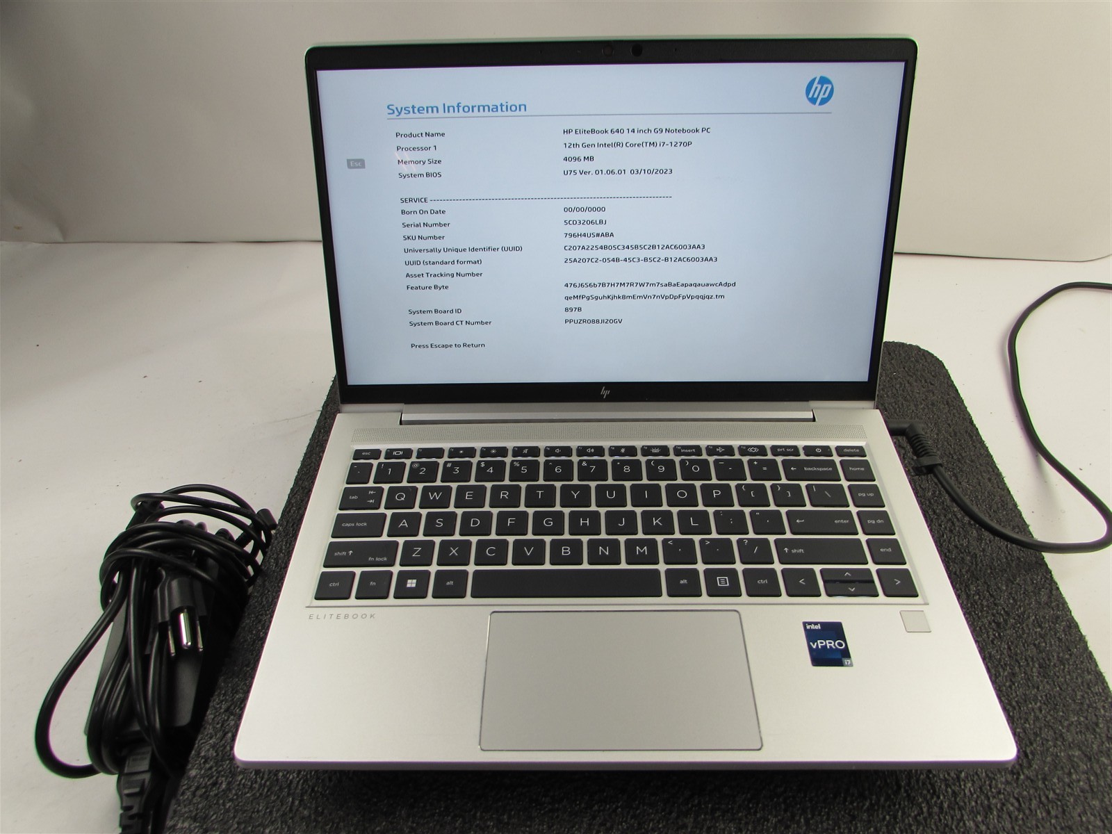 HP ELITEBOOK 640 (G9) 1920X1080 FHD TOUCHSCREEN I7-1270P NO SSD 4GB RAM NO O.S