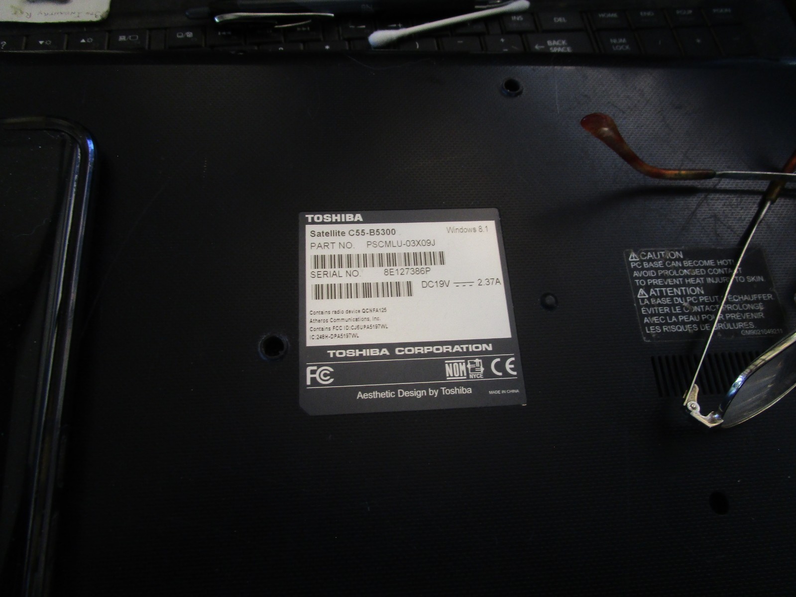 Toshiba Satellite C55-B5300 15.6″ no HD Intel N2840 2.58GHz 2.1GHZ 4GB DVD-PARTS