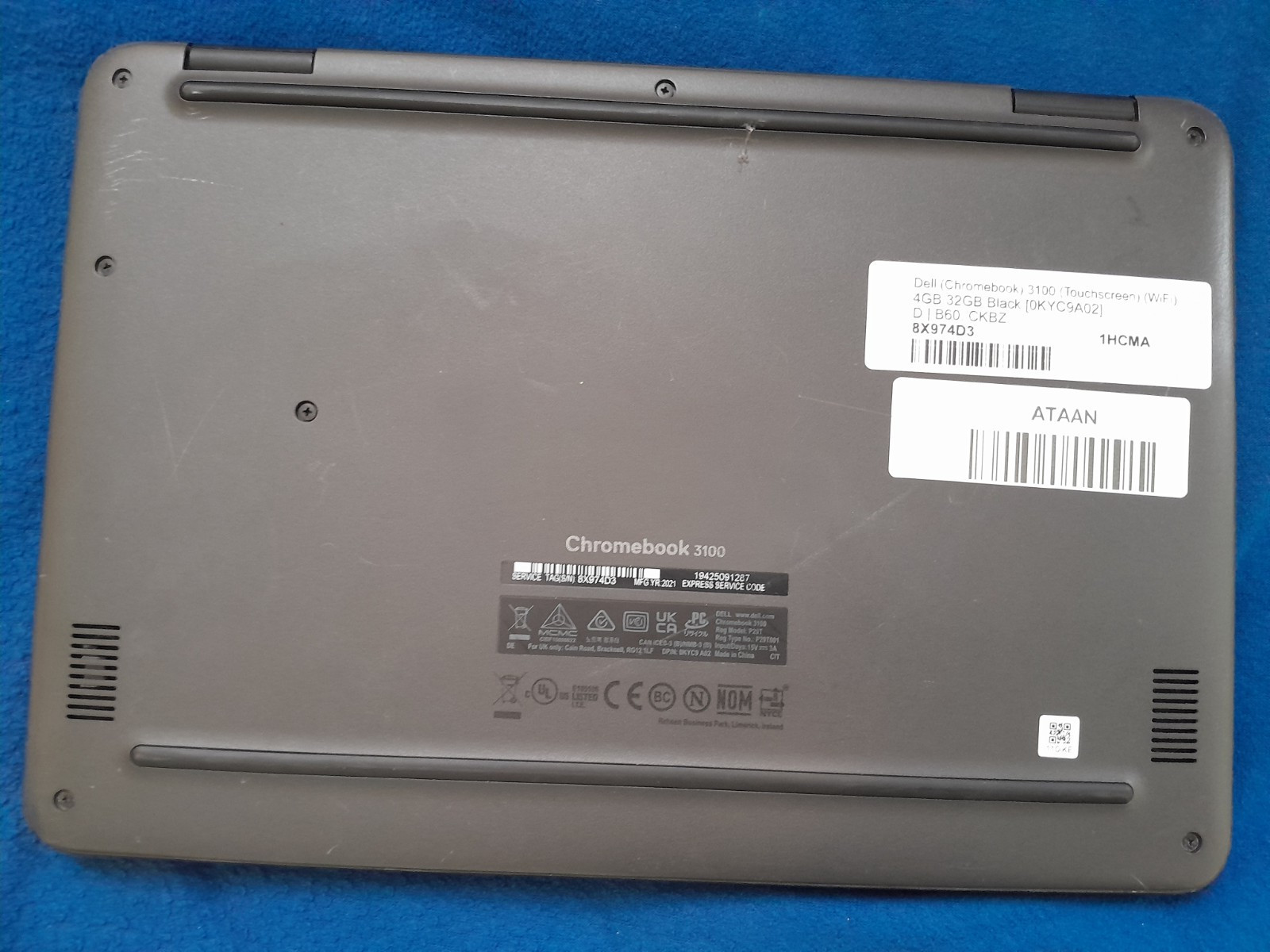 Dell Chromebook 3100 2in1 Touch Screen Intel Celeron 4GB RAM 32GB No Power Adapt