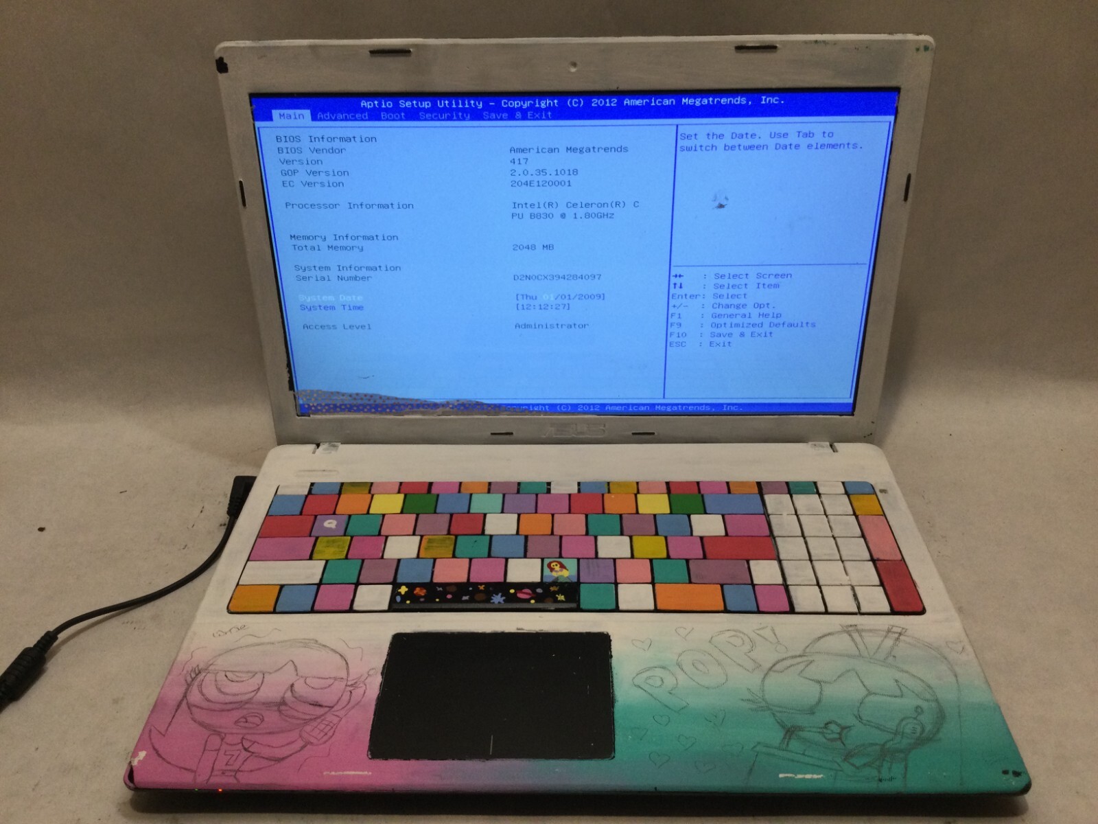 ASUS X55A 15.6″ / Intel Celeron B380 @ 1.80GHz / (PAINTED/MISSING PARTS!) MR
