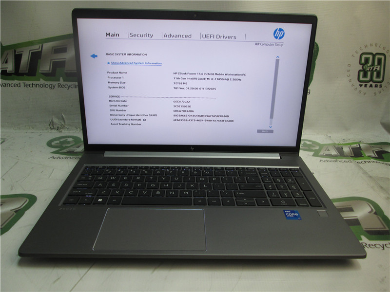 HP ZBook Power Laptop i7-10850H 2.7GHz 32GB RAM 512GB SSD Windows 11 Pro COA