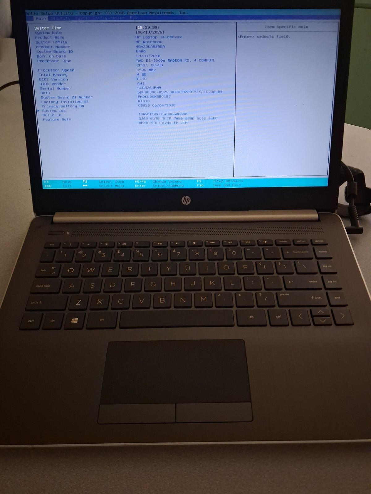 Complete Working HP 14-cm0012nr Laptop-AMD E2-9000e 1.5Ghz, 4GB RAM, 32GB SSD