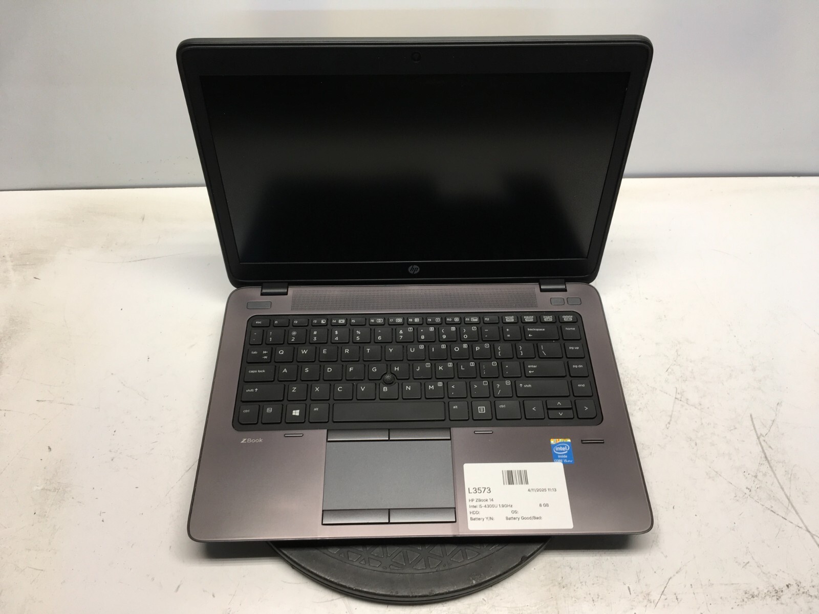 HP ZBook 14 Intel i5-4300U 1.9GHz 8 GB NO HDD