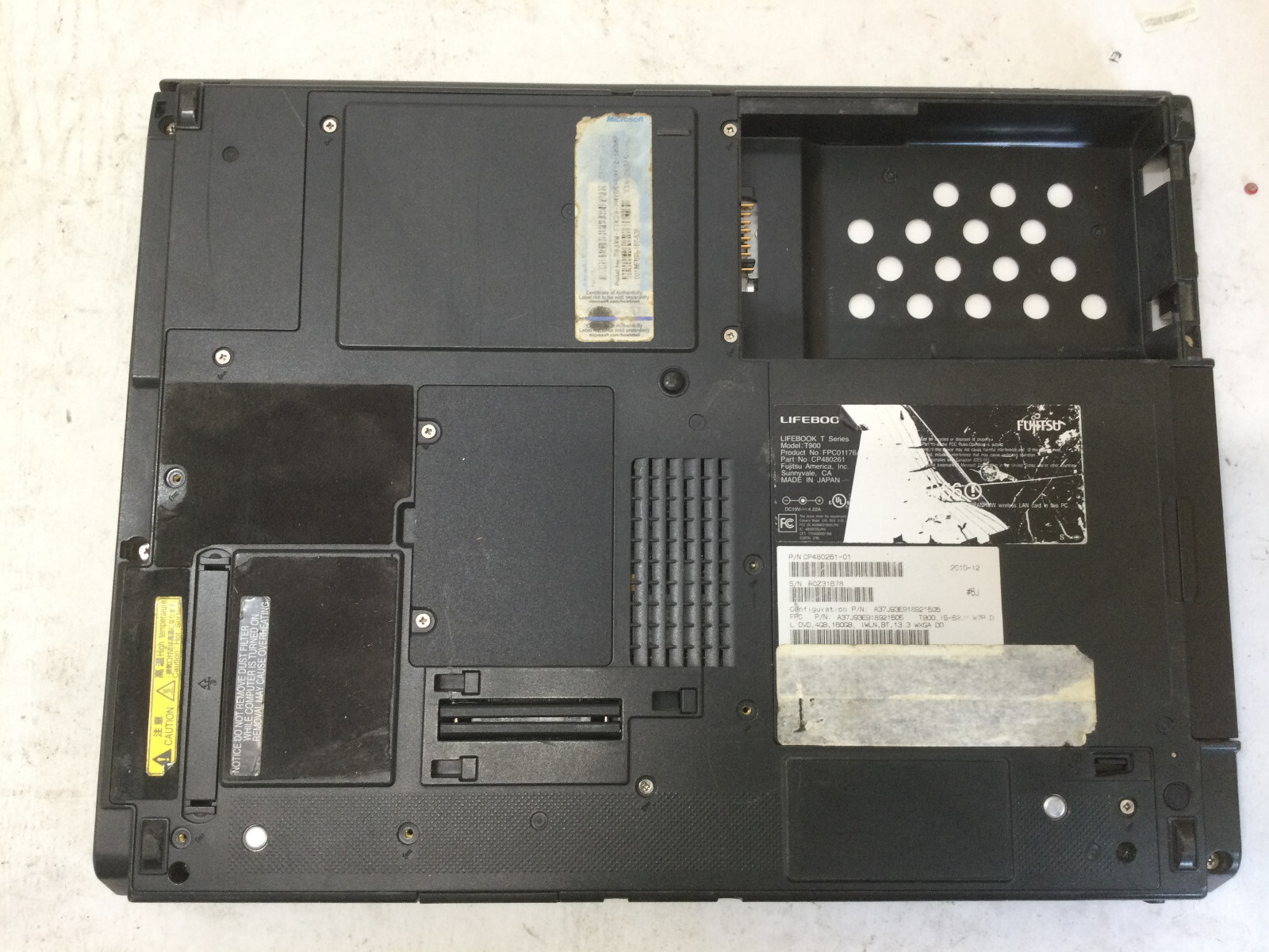 FUJITSU LIFEBOOK T SERIES T900 – BOOTS TO BIOS – INTEL I5 M520 – NO RAM- READ-BB