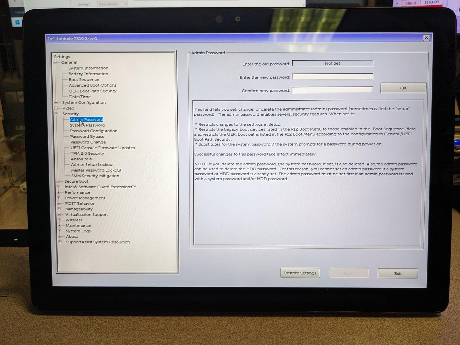 DELL LATITUDE 7210 2-IN-1 i5-10310U @ 1.70GHz, 8GB RAM, NO HDD/OS