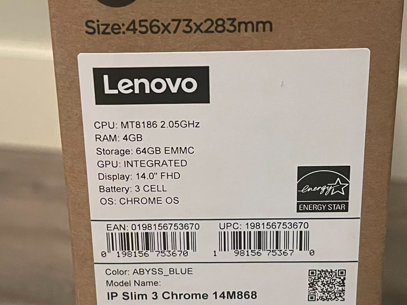 NEW Lenovo IdeaPad Slim 3 Chromebook 14″ Full HD Laptop 4GB 64GB eMMC Abyss Blue