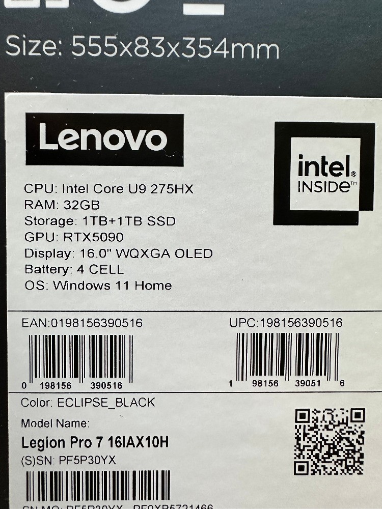Lenovo Legion Pro 7i RTX 5090 32GB 2TB 16″ Intel Ultra 9 (LNIB) Warranty