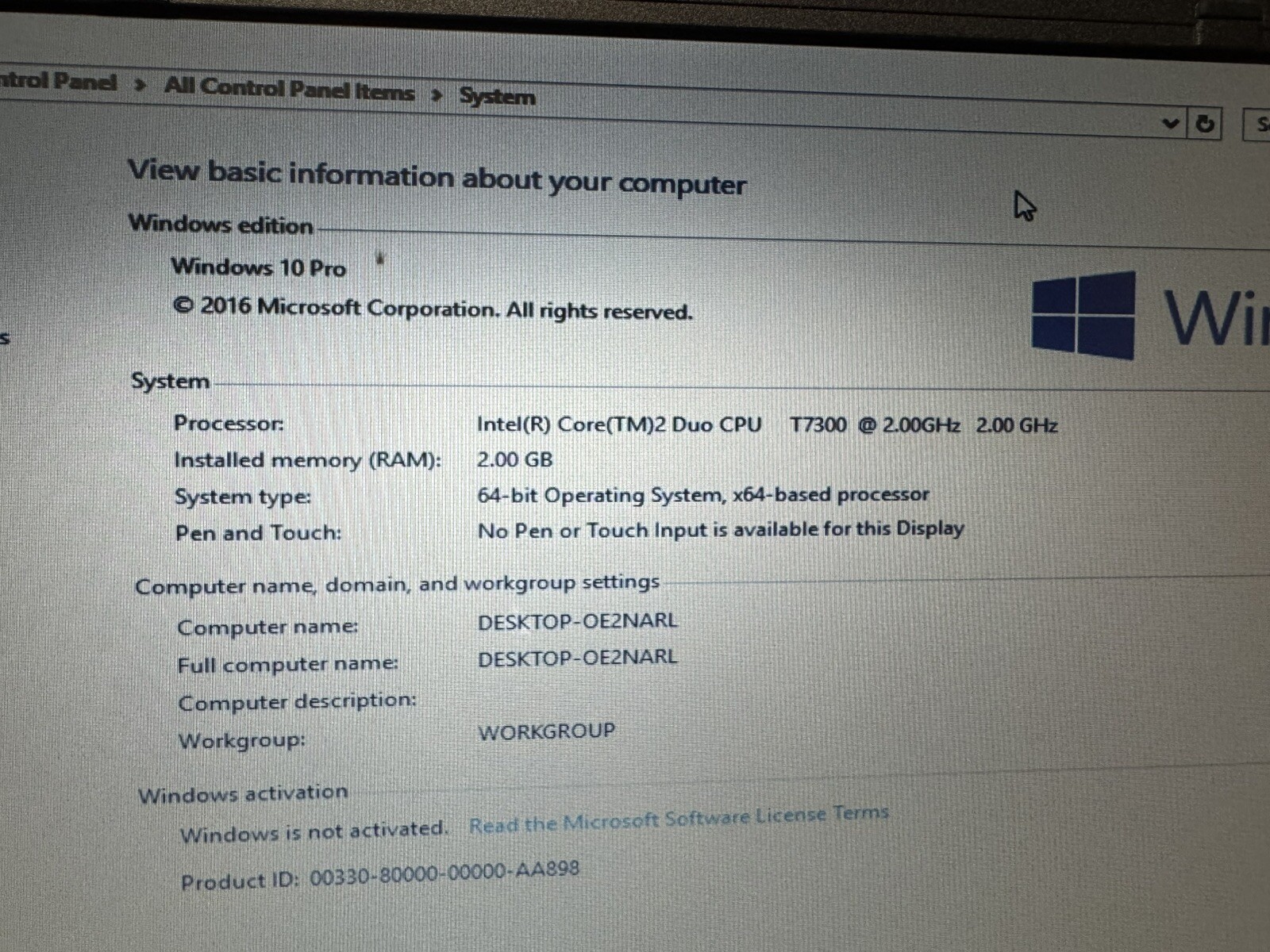HP Compaq 6910p 14”, Win10pro, Intel C2D 2.0, , 160GB, , 2GB, DVD-RW, Wifi #002