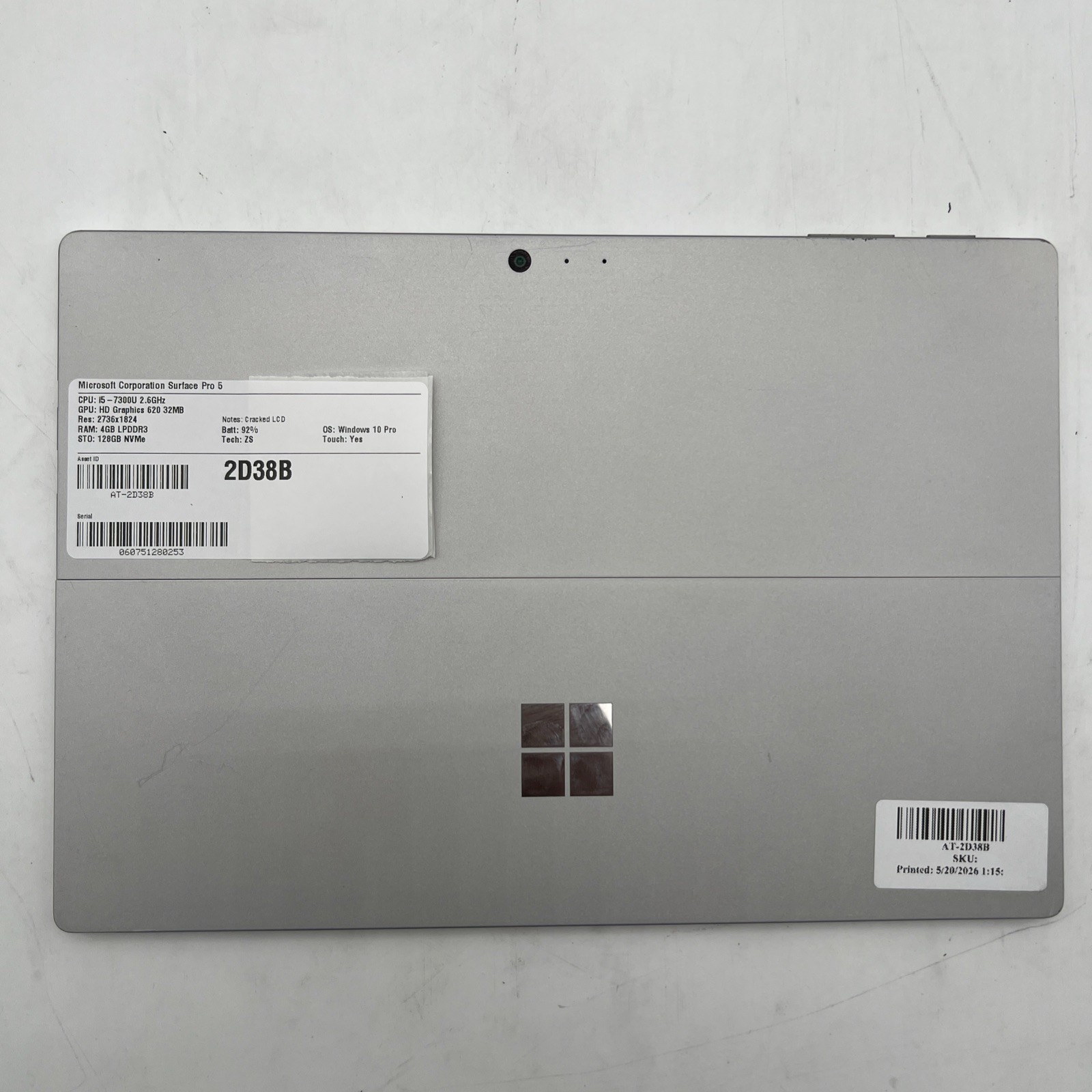 Microsoft Surface Pro 1796 i5-7300U 2.6GHz 4GB RAM 128GB SSD W10P READ