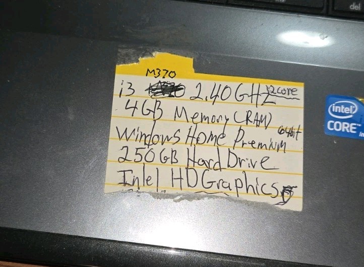 FOR REPAIR HP Pavilion Laptop g7-1150us Intel Core i3 M370 2.4GHz 4GB RAM 17.3″