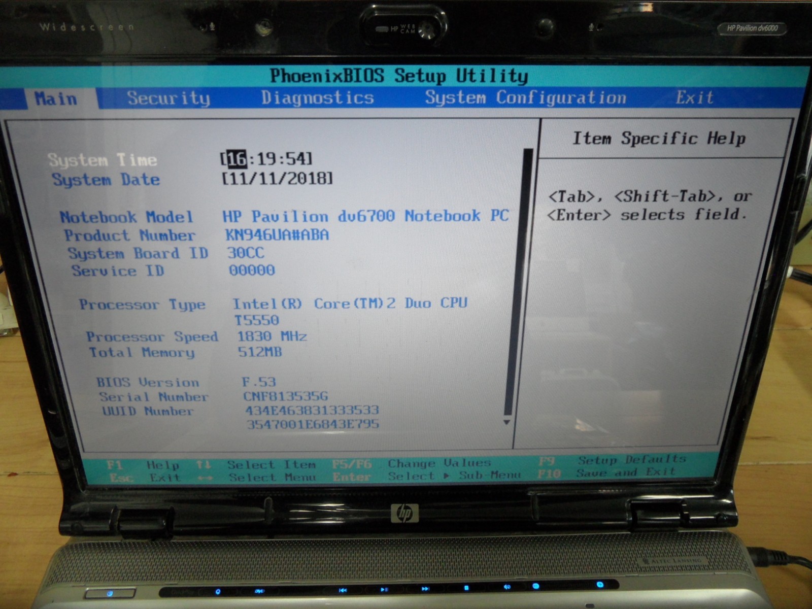 HP Pavilion dv6000 / dv6700 For Parts Posted Bios No Battery No HD 460901-001 ^