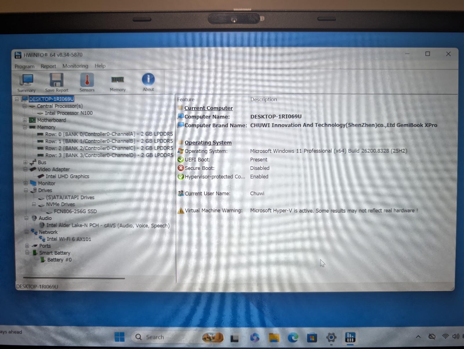 CHUWI GEMIBOOK XPRO | Intel N100 8GB RAM 256GB NVMe SSD | FHD Windows 11 Pro
