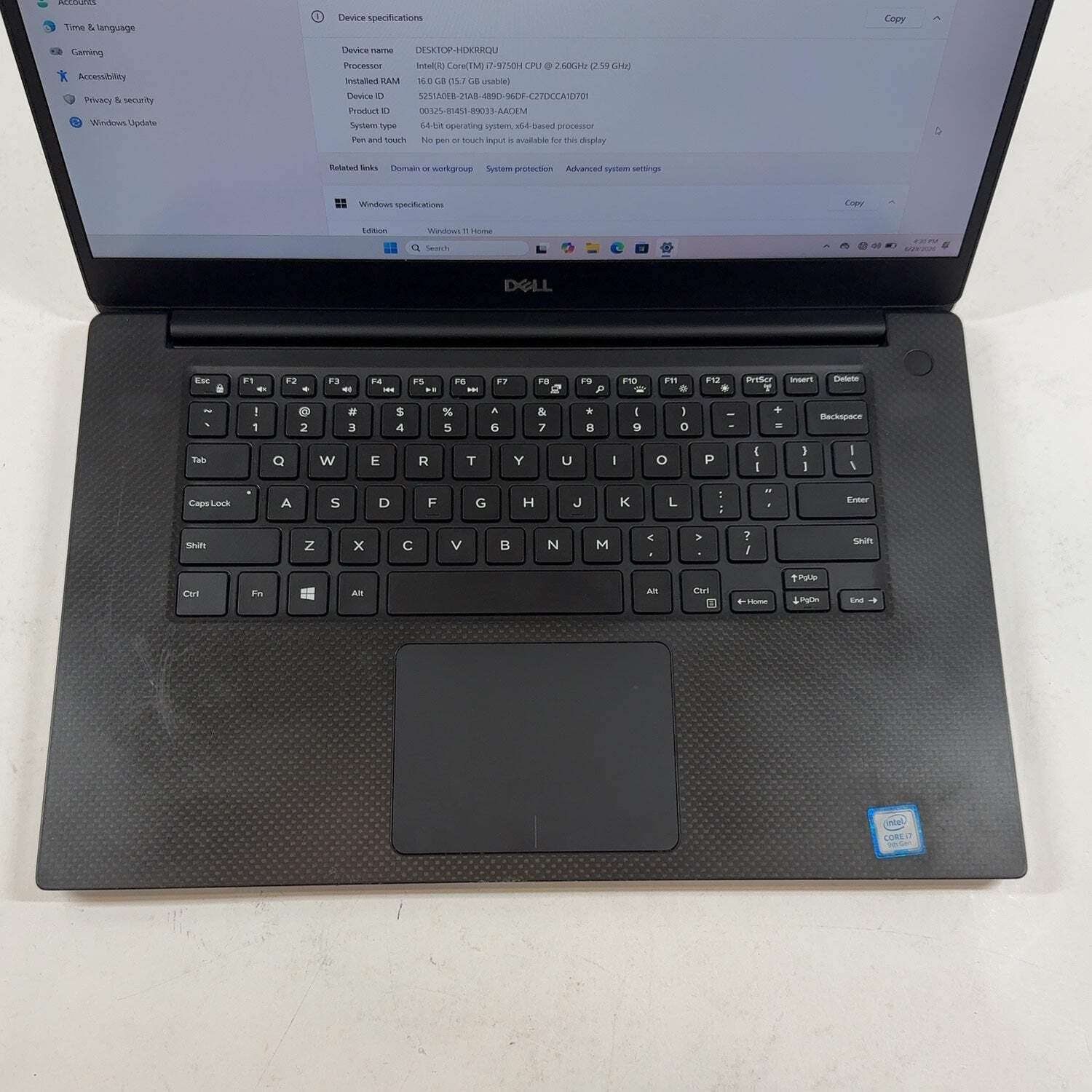 Dell XPS 15 7590 15.6″ i7- 9750H 2.6GHz 16GB RAM 256GB SSD GeForce GTX 1650
