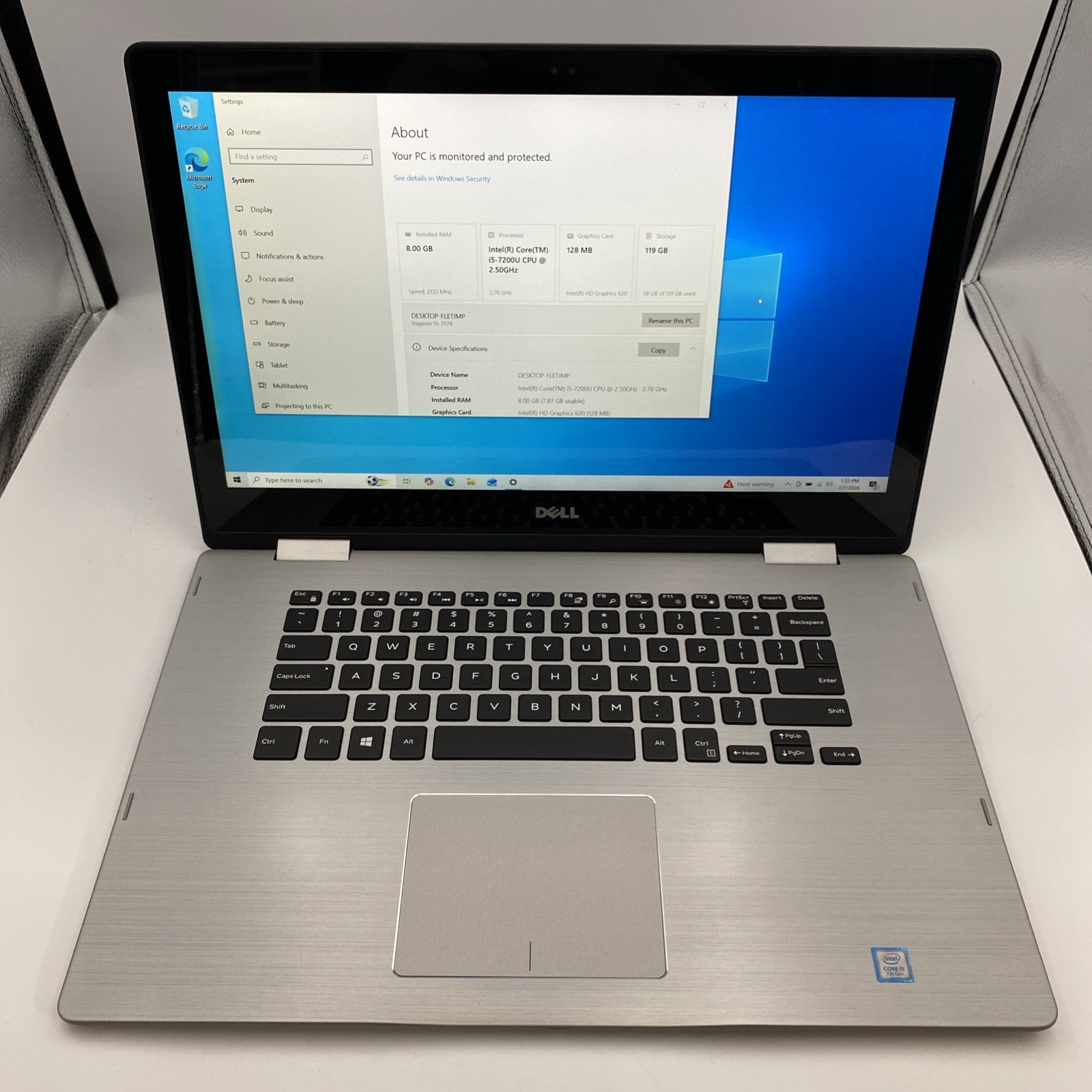 Dell Inspiron 7579 2-in-1 Touchscreen i5-7200U @ 2.5GHz 8GB RAM 128GB SSD W10H