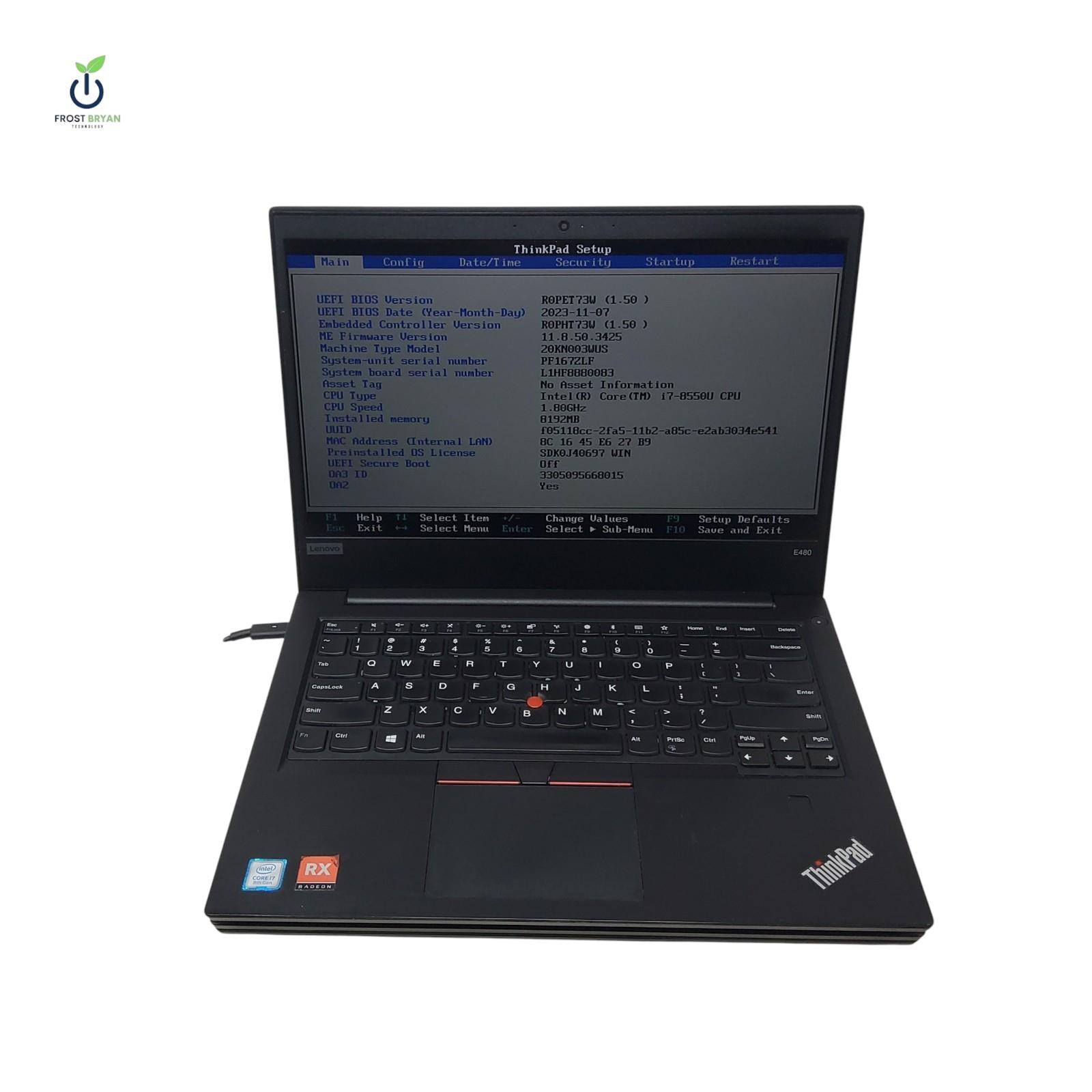 Lot of 2 Lenovo ThinkPad E480 i5 i7 8th Gen 8GB No OS/SSD Grade D [Defective]