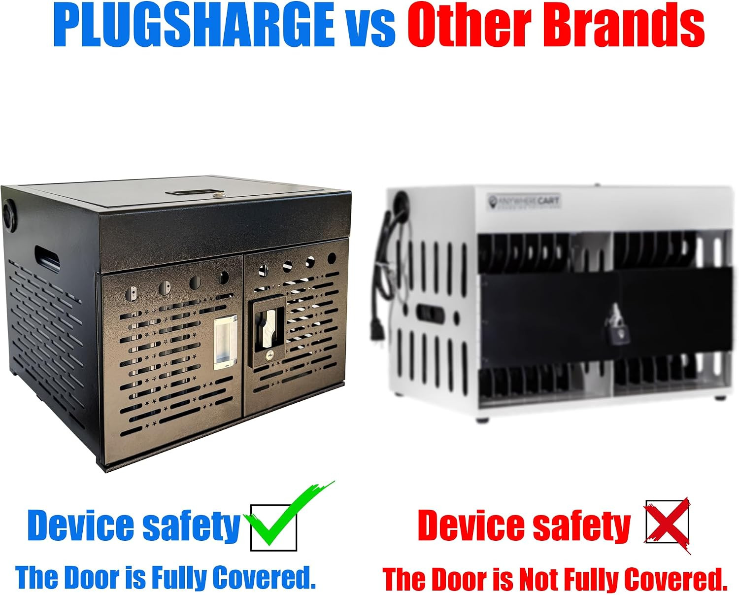 16-Device Lockable Charging Cabinet for Laptops & Tablets, Secure Storage, Black
