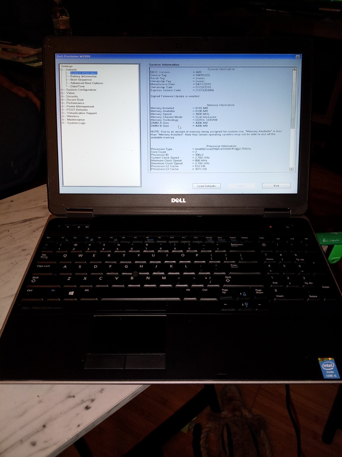 Dell Precision M2800 – 15.6″ HD, 2.7GHz i5, 8GB RAM, 500GB HDD, Windows 11