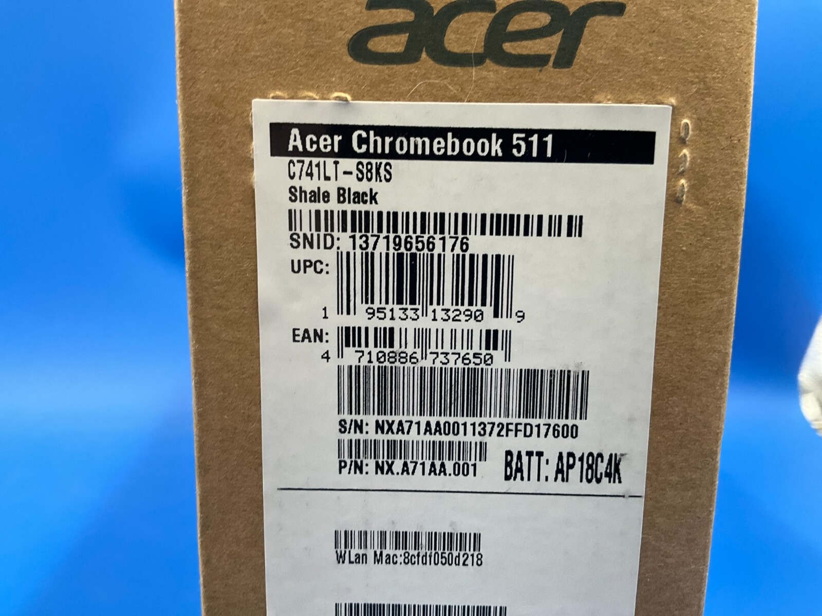 Acer Chromebook 511 C741LT 7cKryo 4GB 32GB BT WiFiAC 4G 11.6T NX.A71AA.001