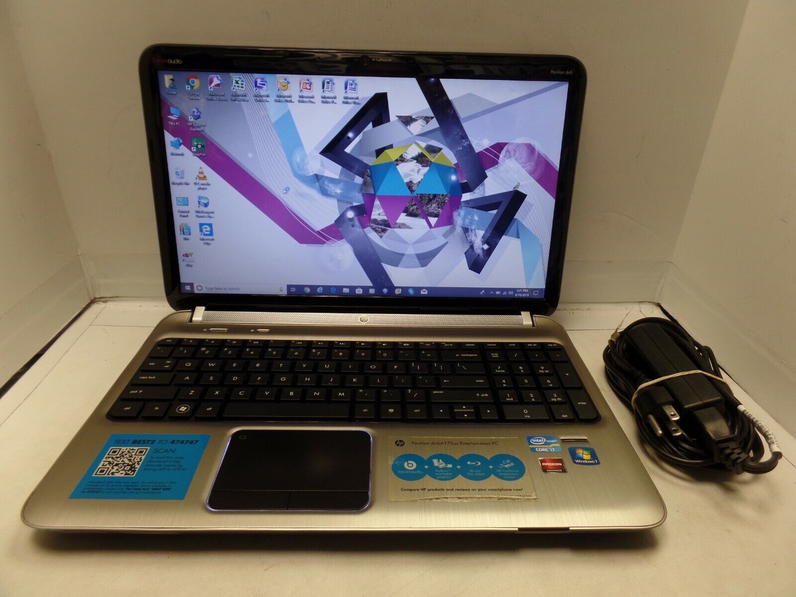 Brushed Aluminum 15.6″ HP Pavilion DV6-6170US 2.0GHz i7-2630QM 6GB 750GB Win10