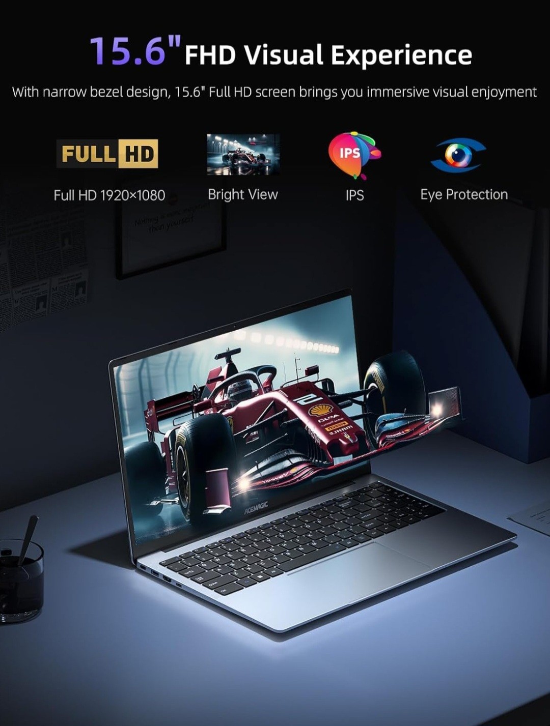 ACEMAGIC Laptop Computer Intel N97 Windows Laptop 15.6-in 16GB DDR4 512GB SSD…