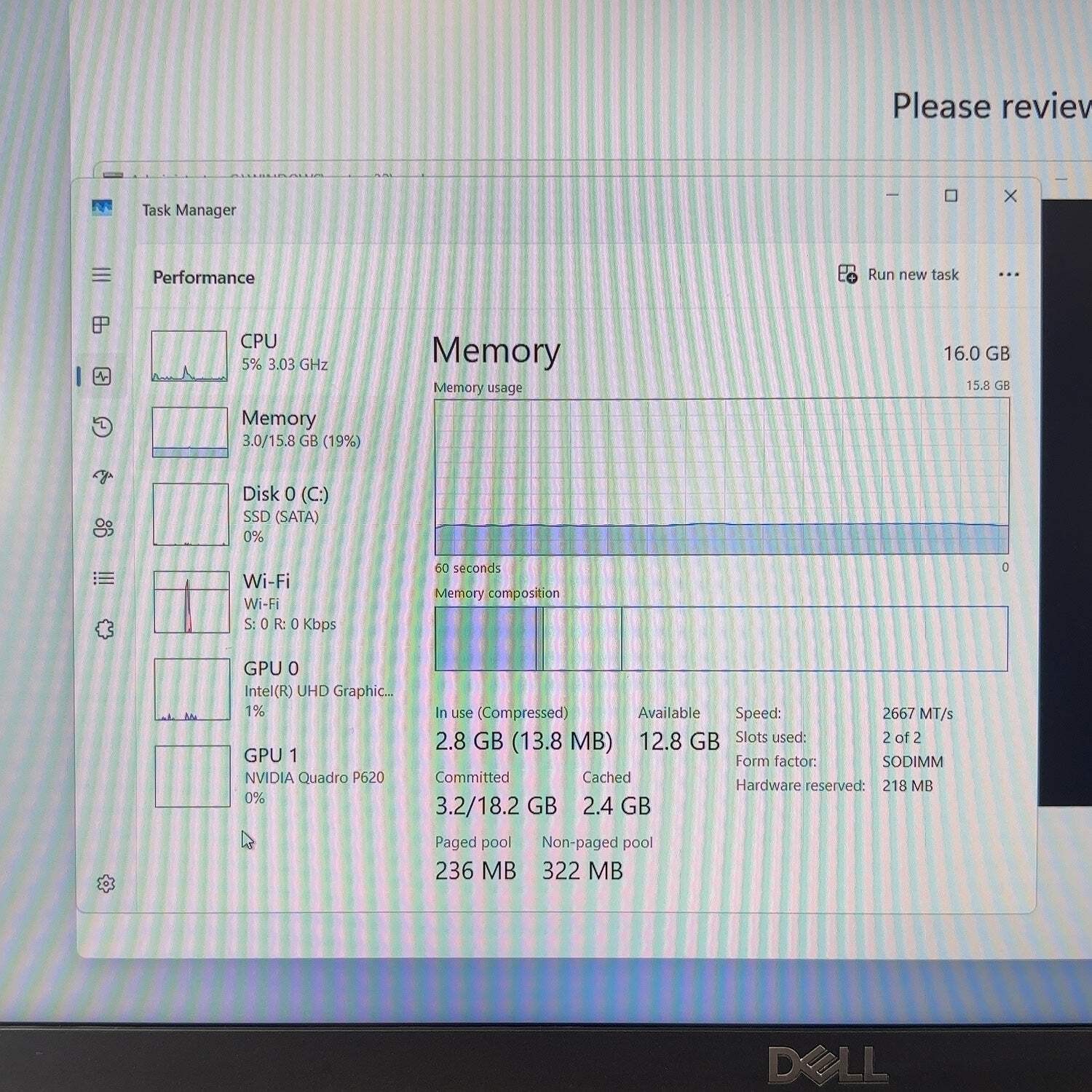 Dell Precision 3541 15.6″ i7-9850H 2.5GHz 16GB RAM 128GB SSD Quadro P620