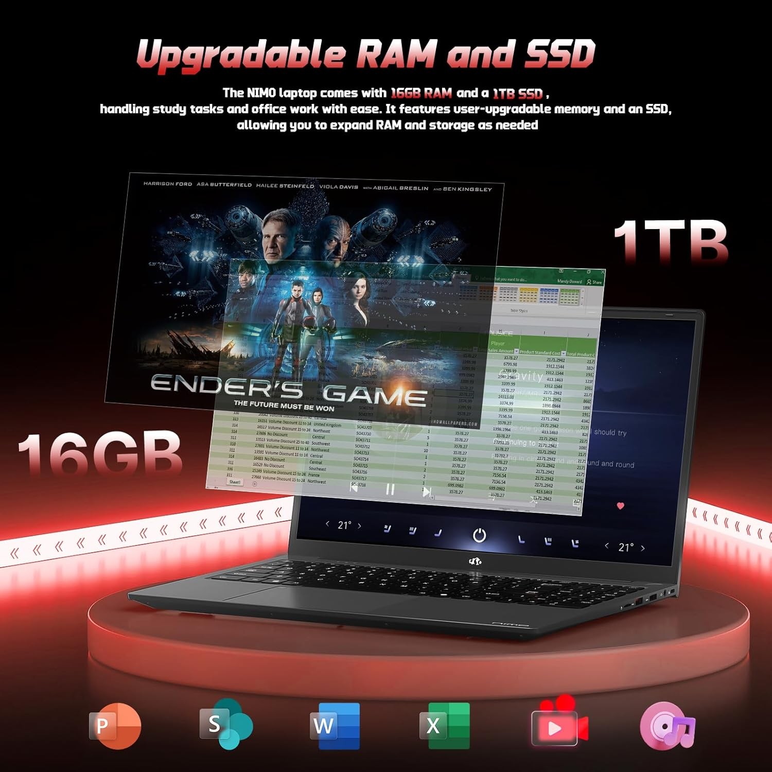 NIMO 15.6″ IPS FHD-Student-Laptop, 16GB RAM 1TB SSD Intel N150 Up to 3.6GHz