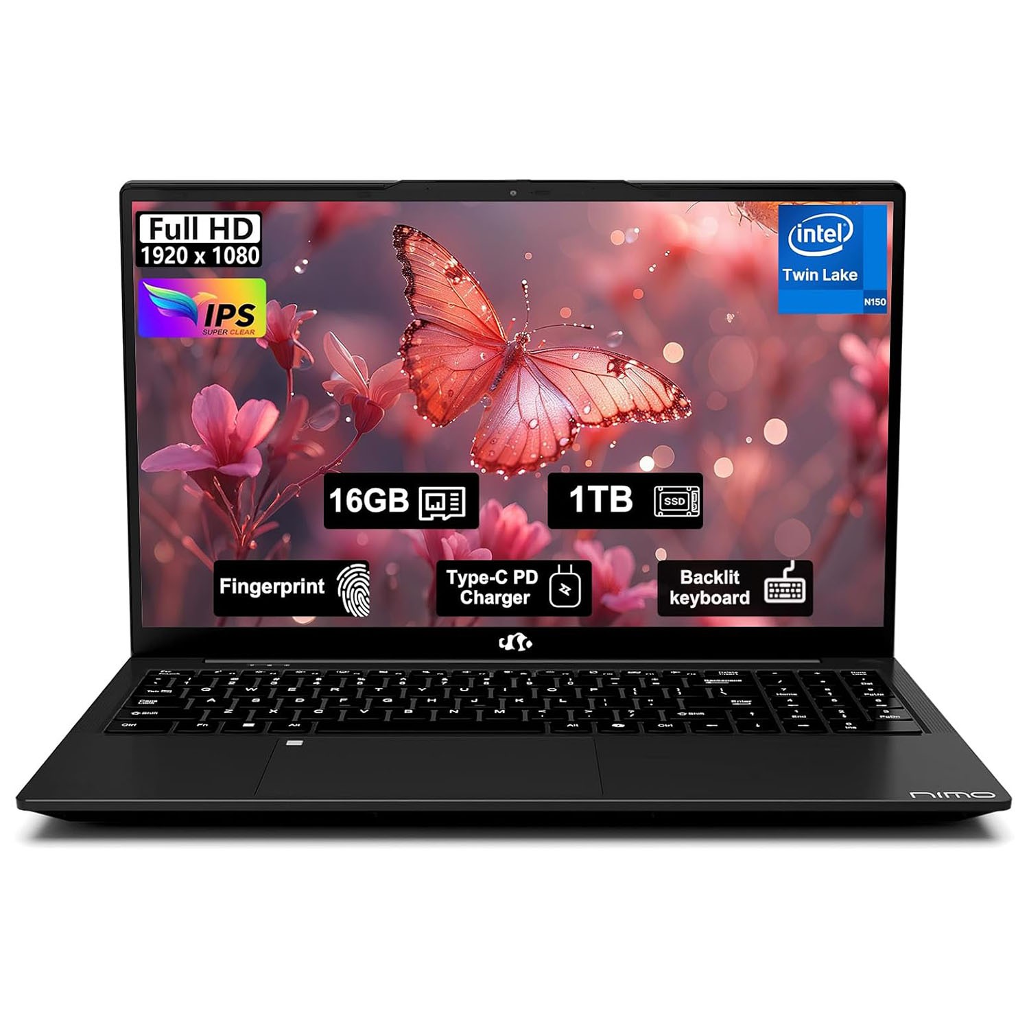 NIMO 15.6″ FHD Laptop 16GB RAM 1TB SSD Intel N150 Wi-Fi 6, BT5.2 Win 11