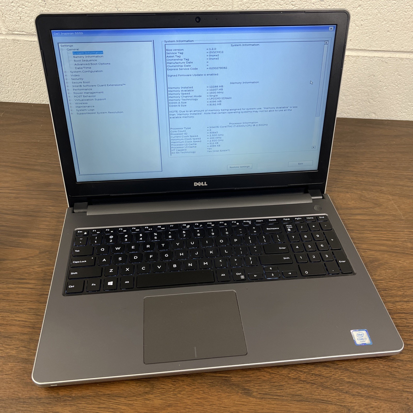 Dell Inspiron 5559, Intel Core i7-6500U @ 2.5GHz, 12GB RAM, NO SSD, NO OS *READ*