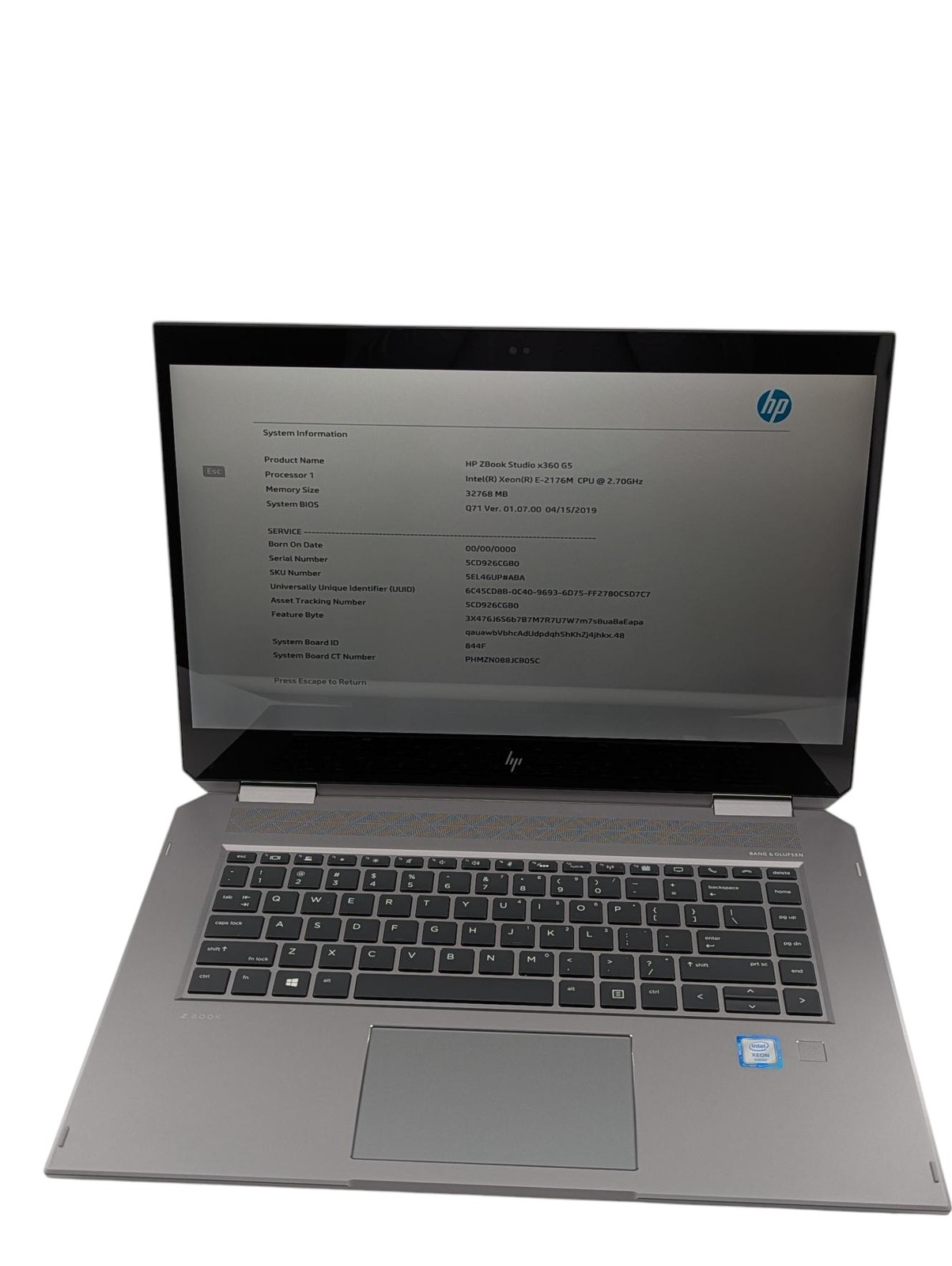 HP Zbook studio G5 15.6″ E-2176M 2.70GHz 32GB Ram 1TB SSD -Grade D