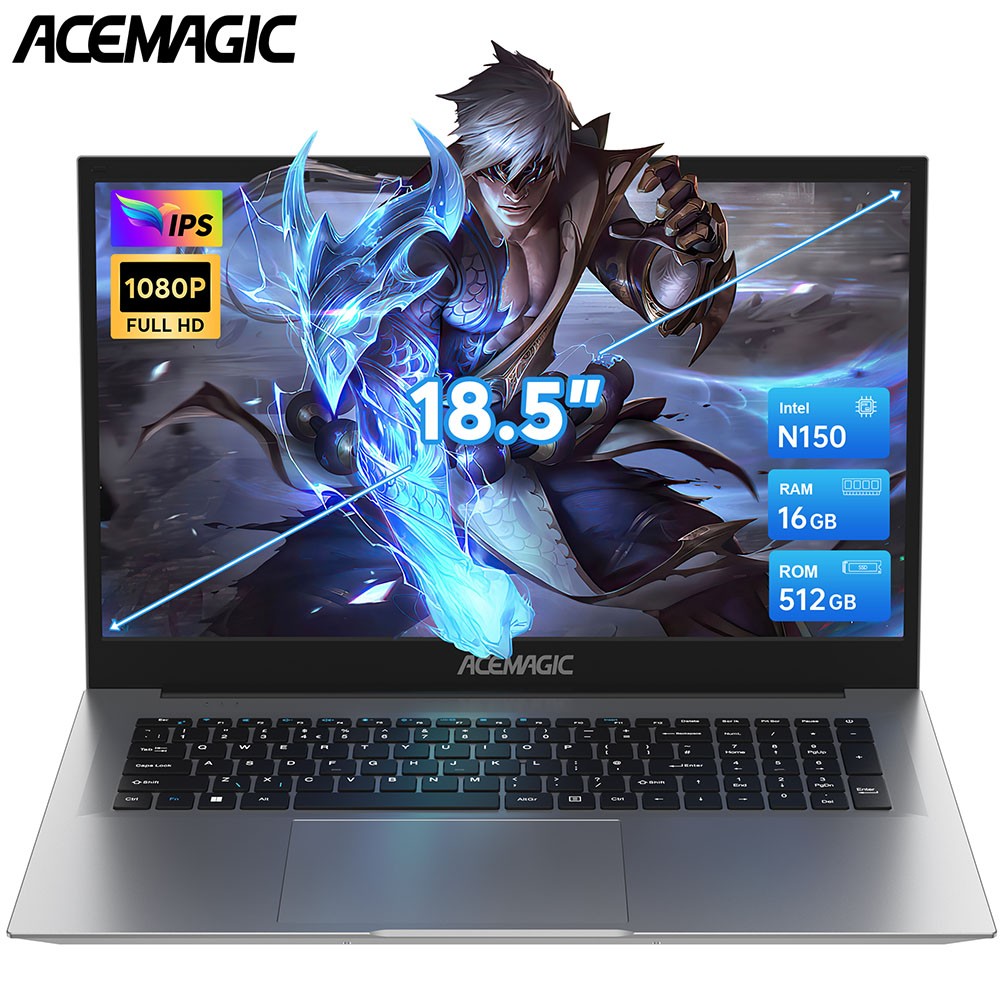 ACEMAGIC 18.5” Laptop Intel N150 16GB DDR4 512GB SSD Windows 11 Pro Notebook