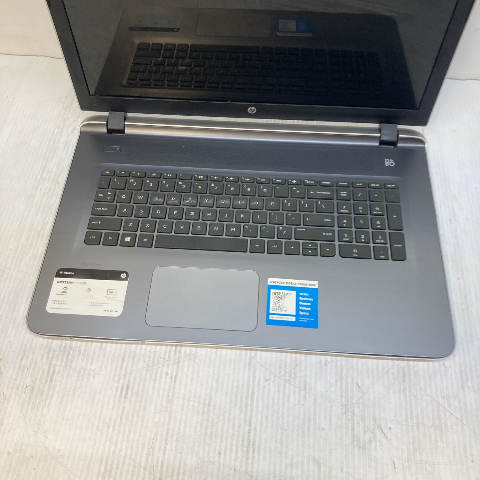HP Pavilion 17-G121WM AMD A10-8700P 1.80GHz NO HDD/RAM Boot to BIOS