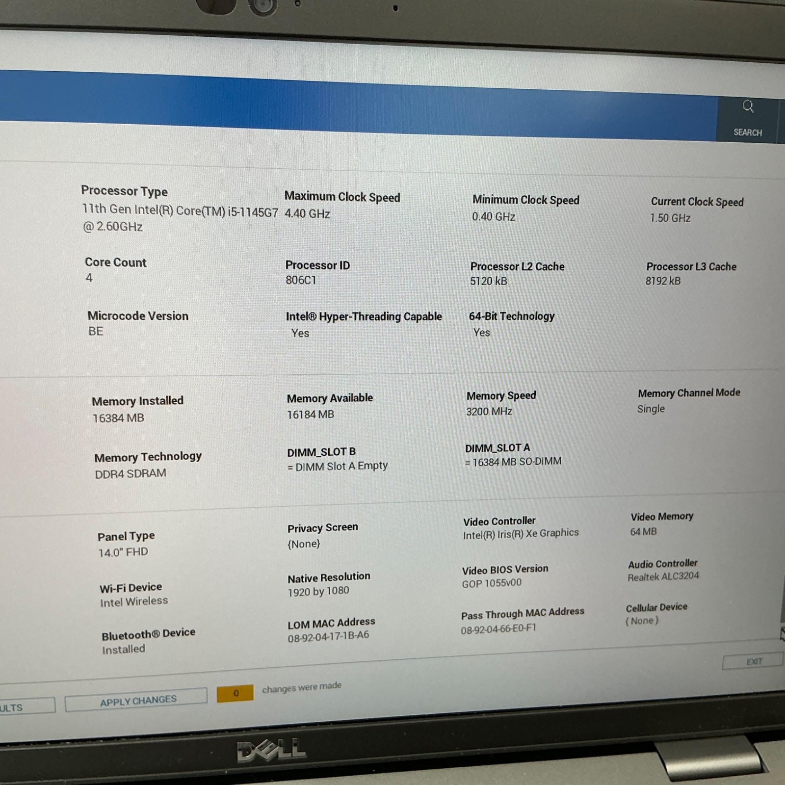 Dell latitude 5420 14″ Touch Screen Intel core i5 11th gen / 16G / 512G