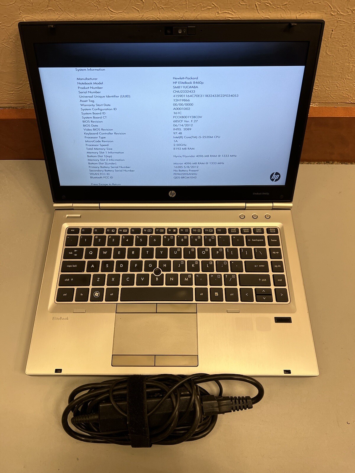 HP Elitebook 8460p Core i5-2520M 2.50GHz 8GB RAM 160GB SSD WEBCAM BLUETOOTH