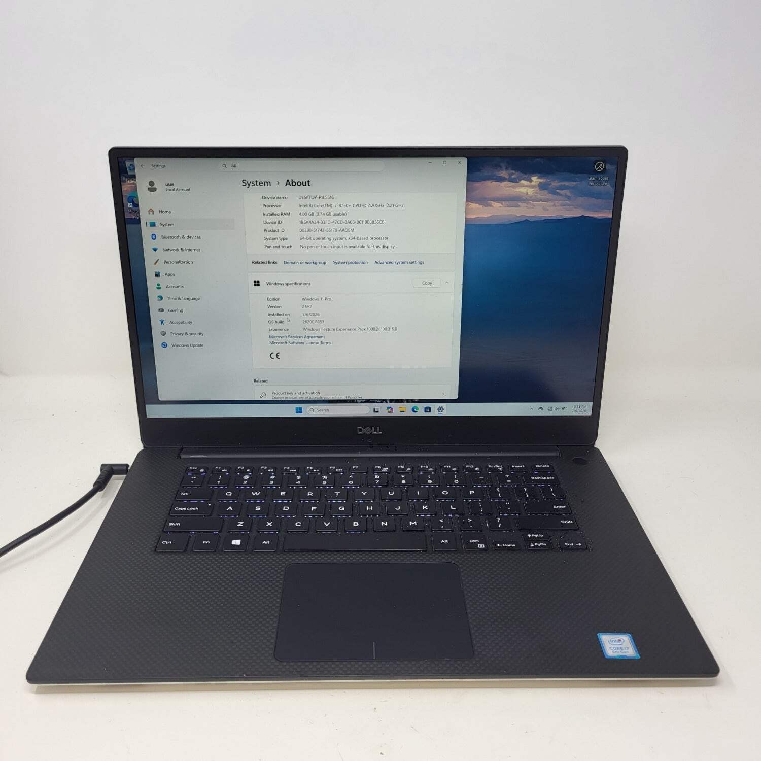 Broken Dell XPS 9570 15.6″ i7-8750H 2.2GHz 4GB RAM 512GB SSD Bad Battery