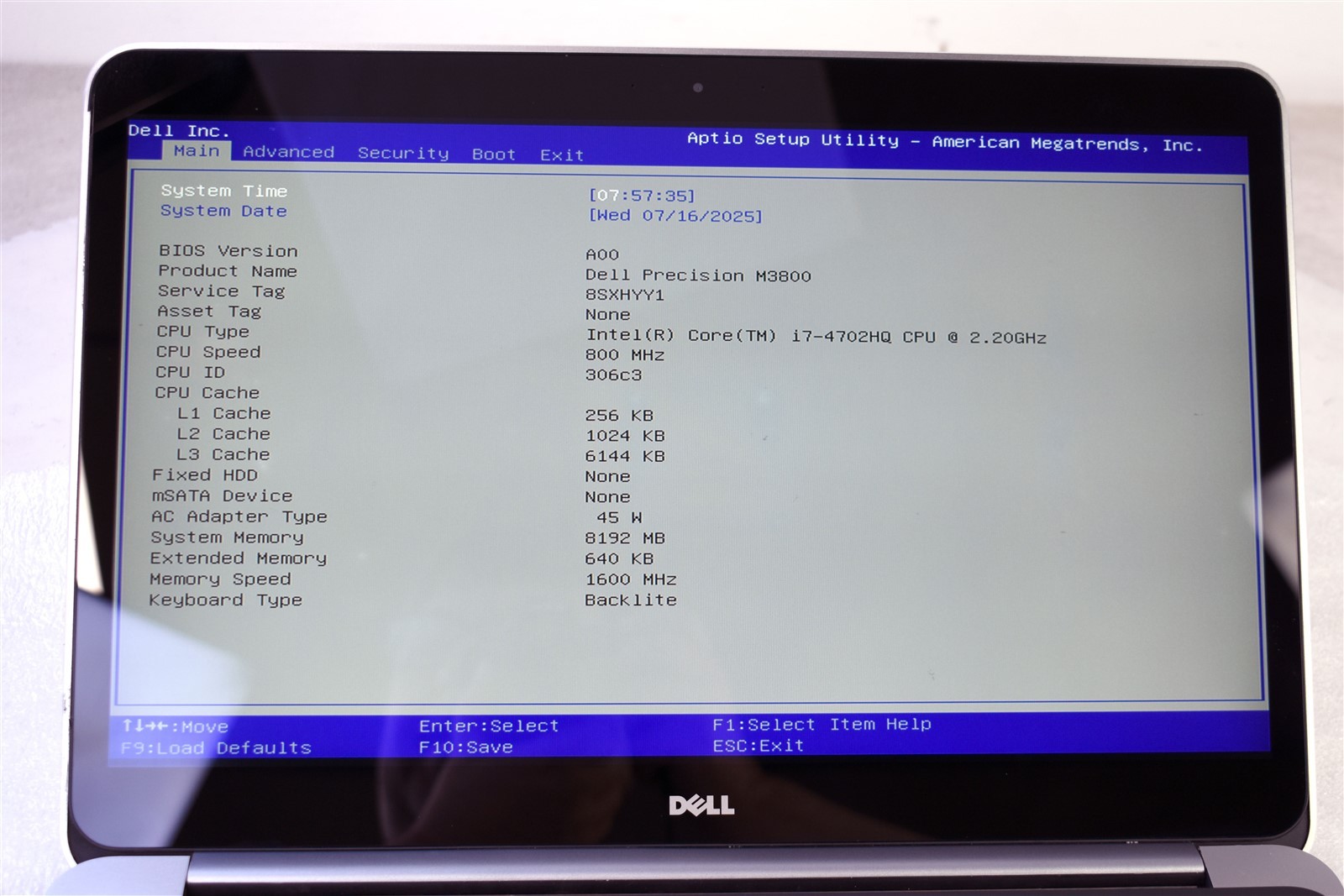 Dell Precision M3800 i7-4702HQ @2.20GHz 8GB RAM NO SSD, NO OS, NO AC Adapter