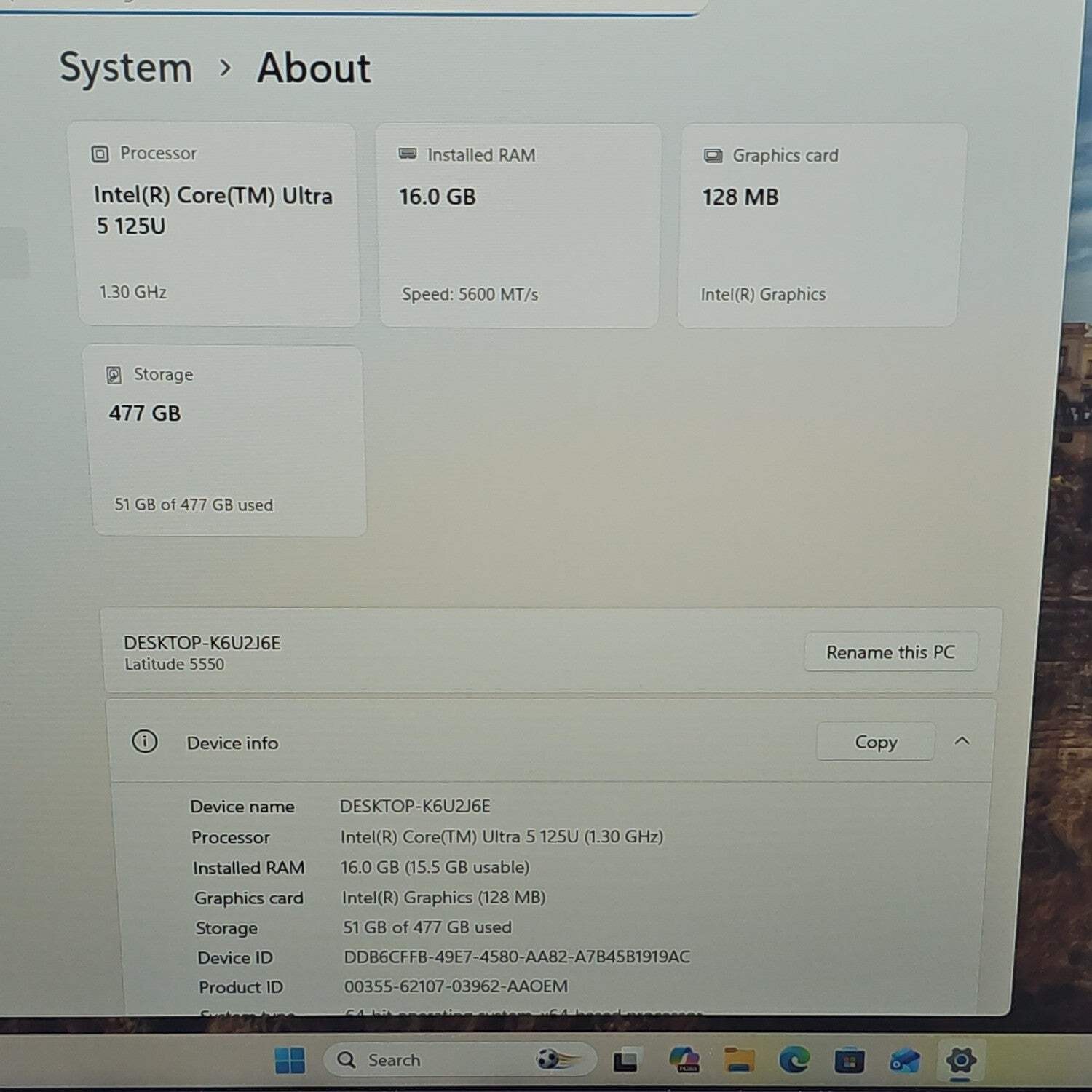 Dell Latitude 5550 15.6″ Core Ultra 5 125U 1.3GHz 16GB RAM 512GB SSD
