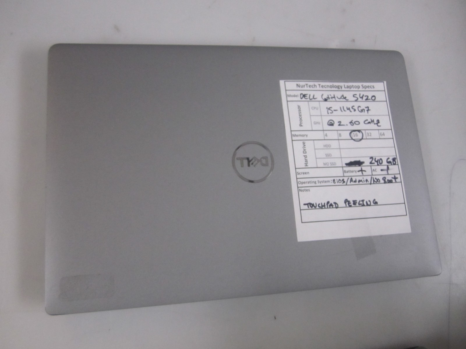 Dell Latitude 5420 i5-1145G7 2.6GHz 16GB 240GB m2SSD Laptop + AC NOOS READ BIOS