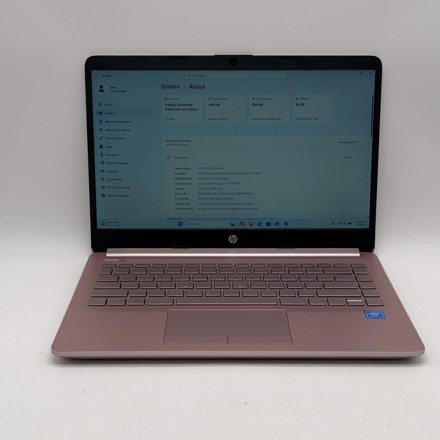HP Laptop 14-cf2112wm 14″ Celeron N4120 1.1GHz 4GB RAM 64GB SSD