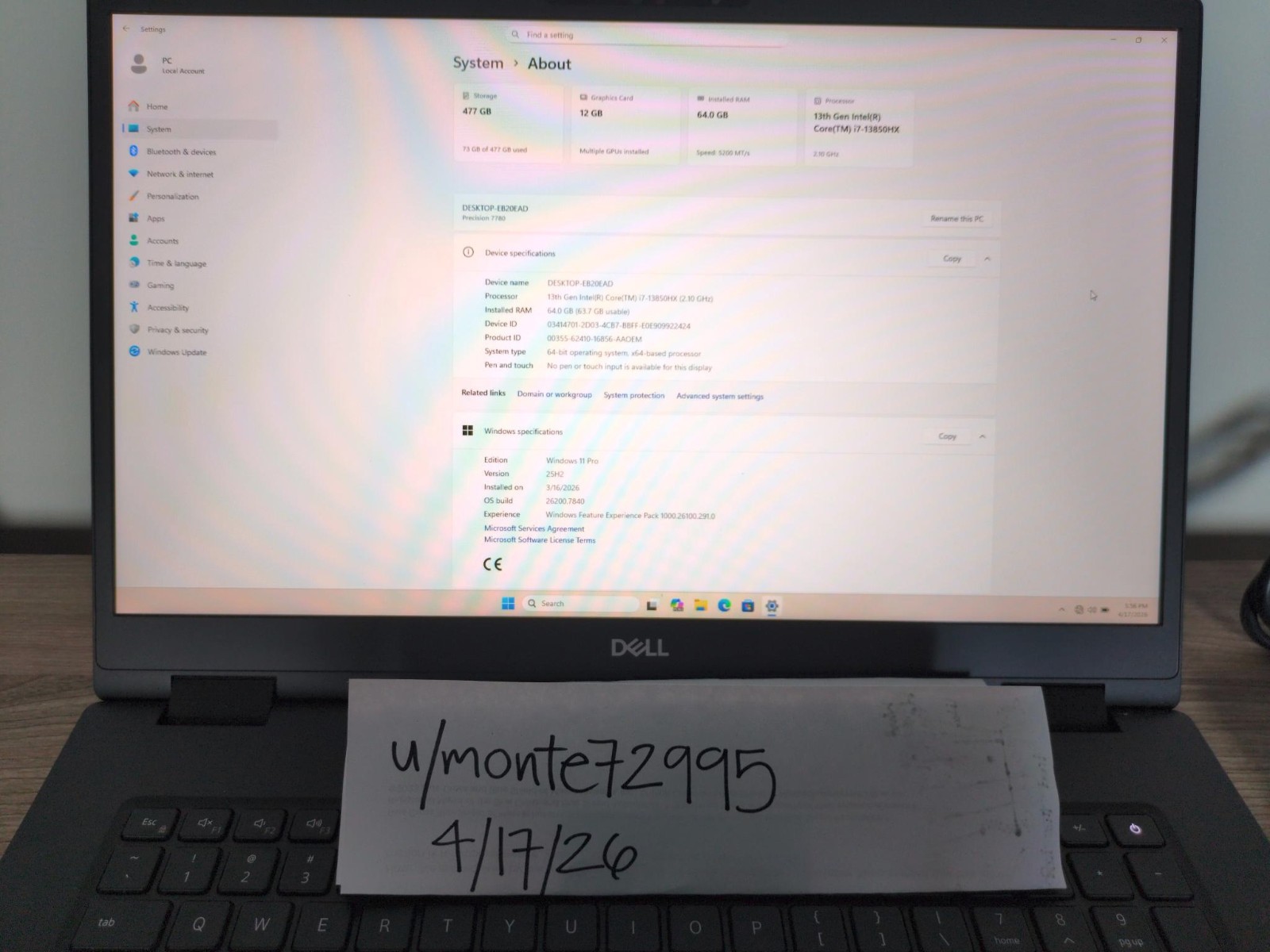 Dell Precision 7780 17.3″ FHD i9-13850HX 64GB RAM 512GB SSD NVIDIA RTX 4000 Ada