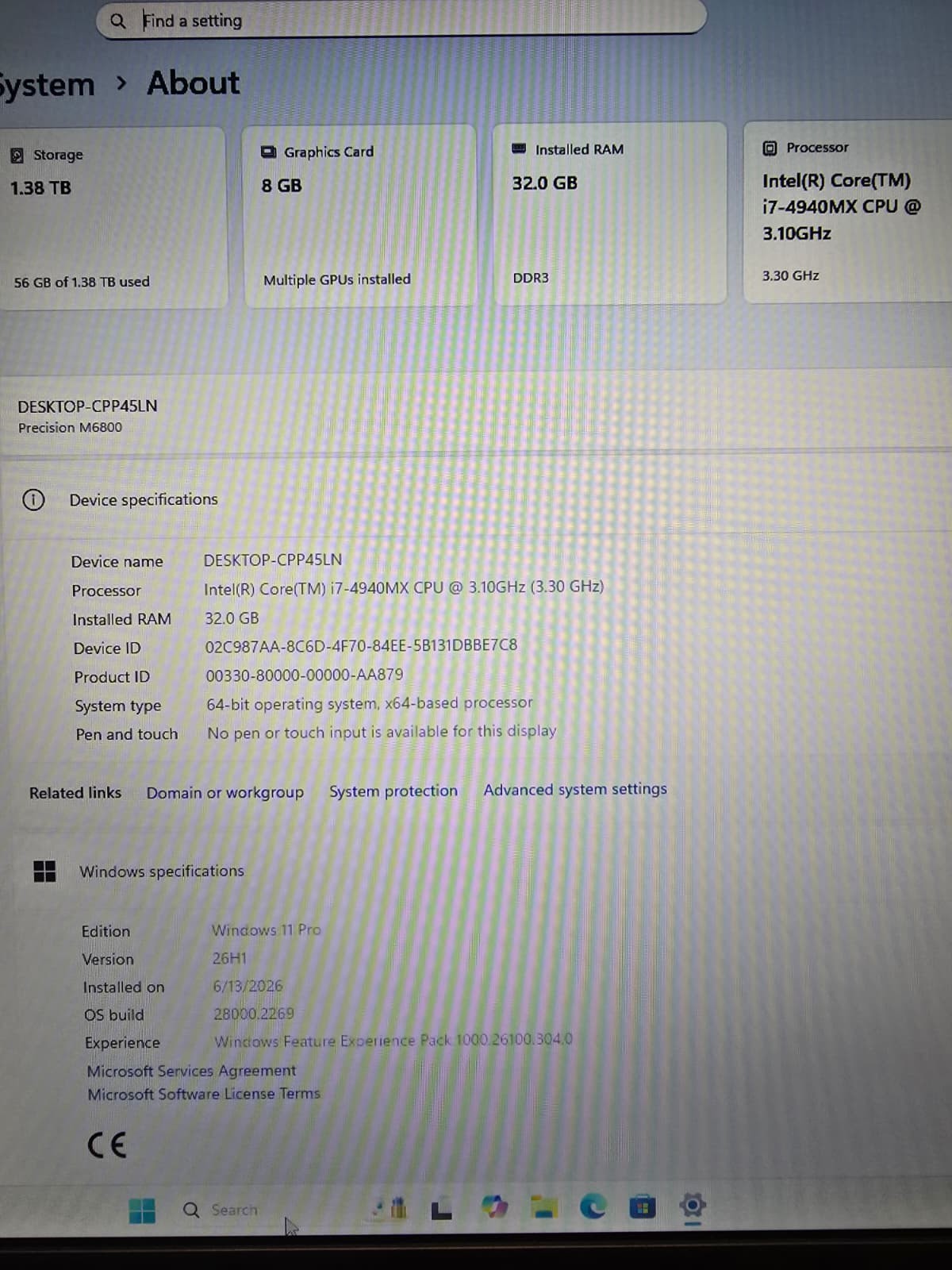 Dell Precision M6800 | i7-4940MX 32GB 512GB SSD 1TB HDD | 8GB NVIDIA K5100M RARE