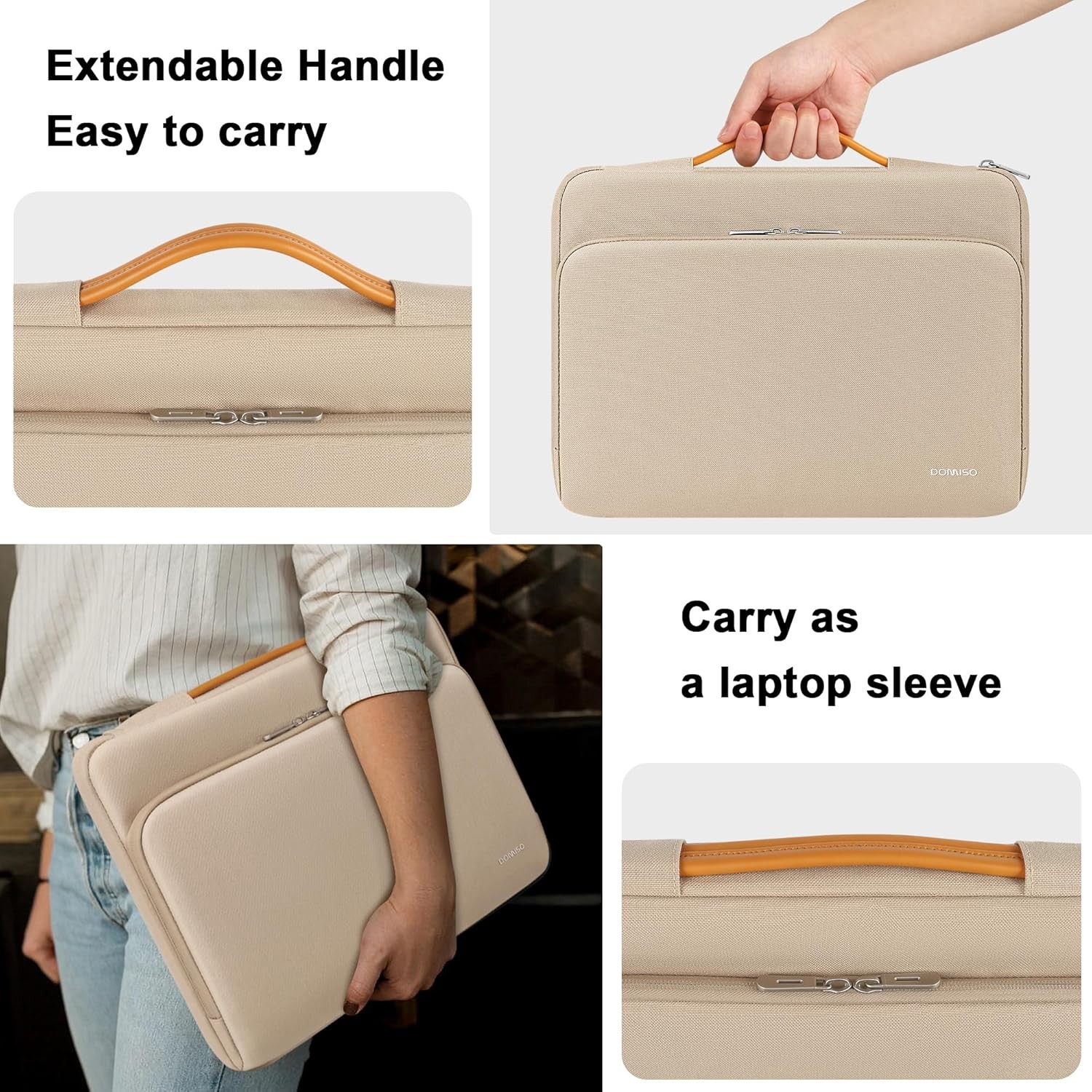 360 Protective Laptop Sleeve for MacBook Pro 14 inch M4 M3 M2 M1 Chip, Beige