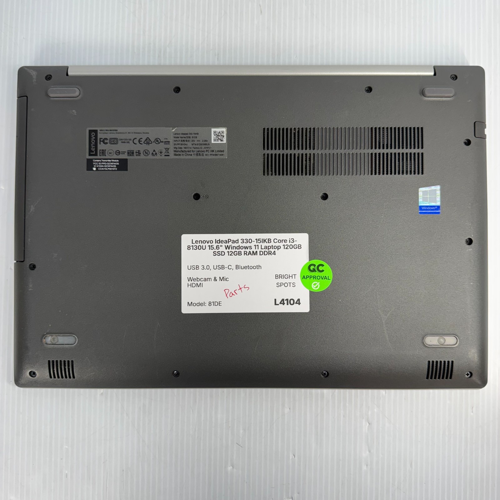 Lenovo IdeaPad 330-15IKB i3-8130U 15.6″ Laptop 120GB SSD 12GB RAM AS IS PARTS