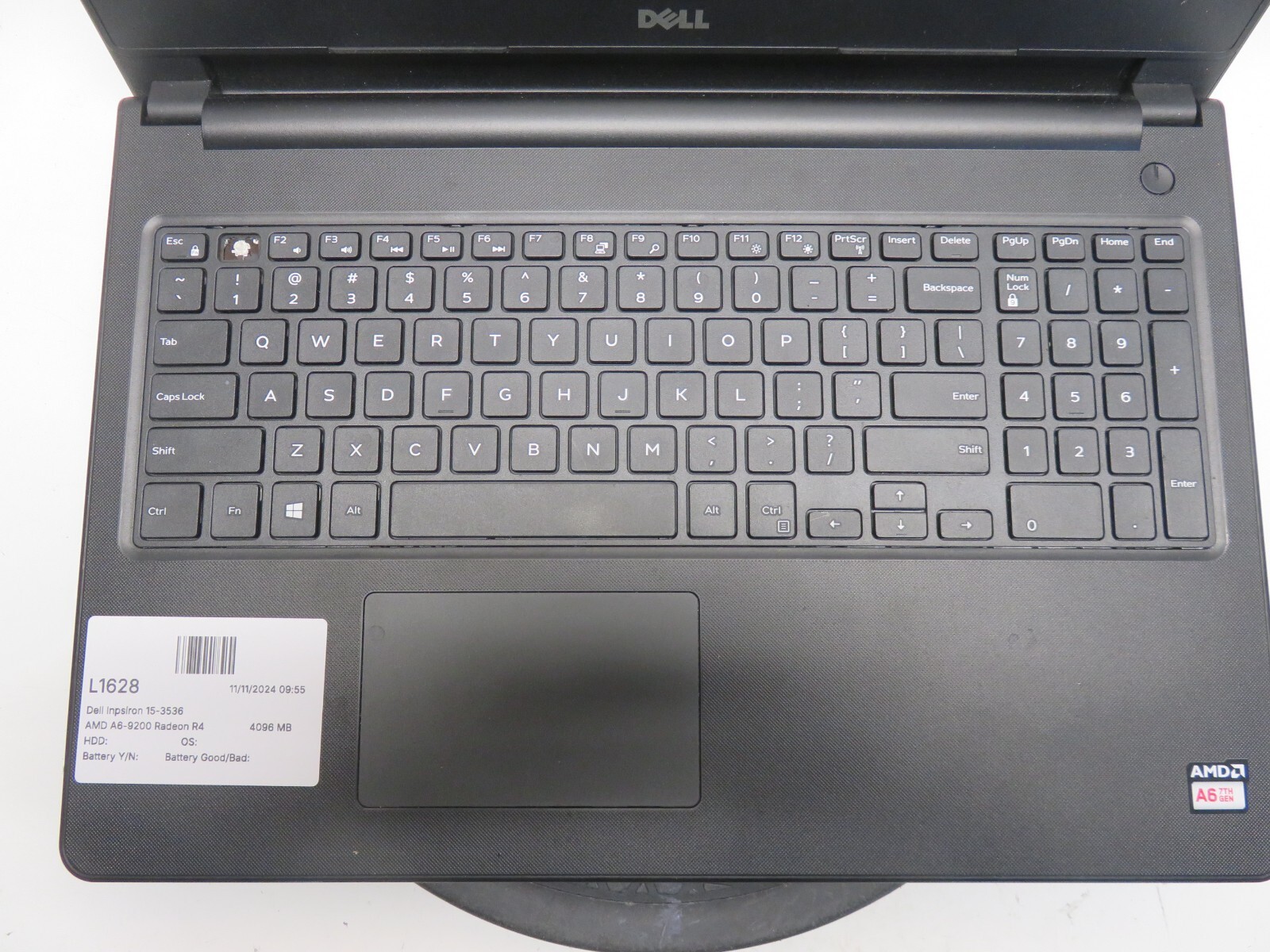 Dell Inspiron 3536 Laptop AMD A6-9200 R4 4GB Ram No HDD or Battery